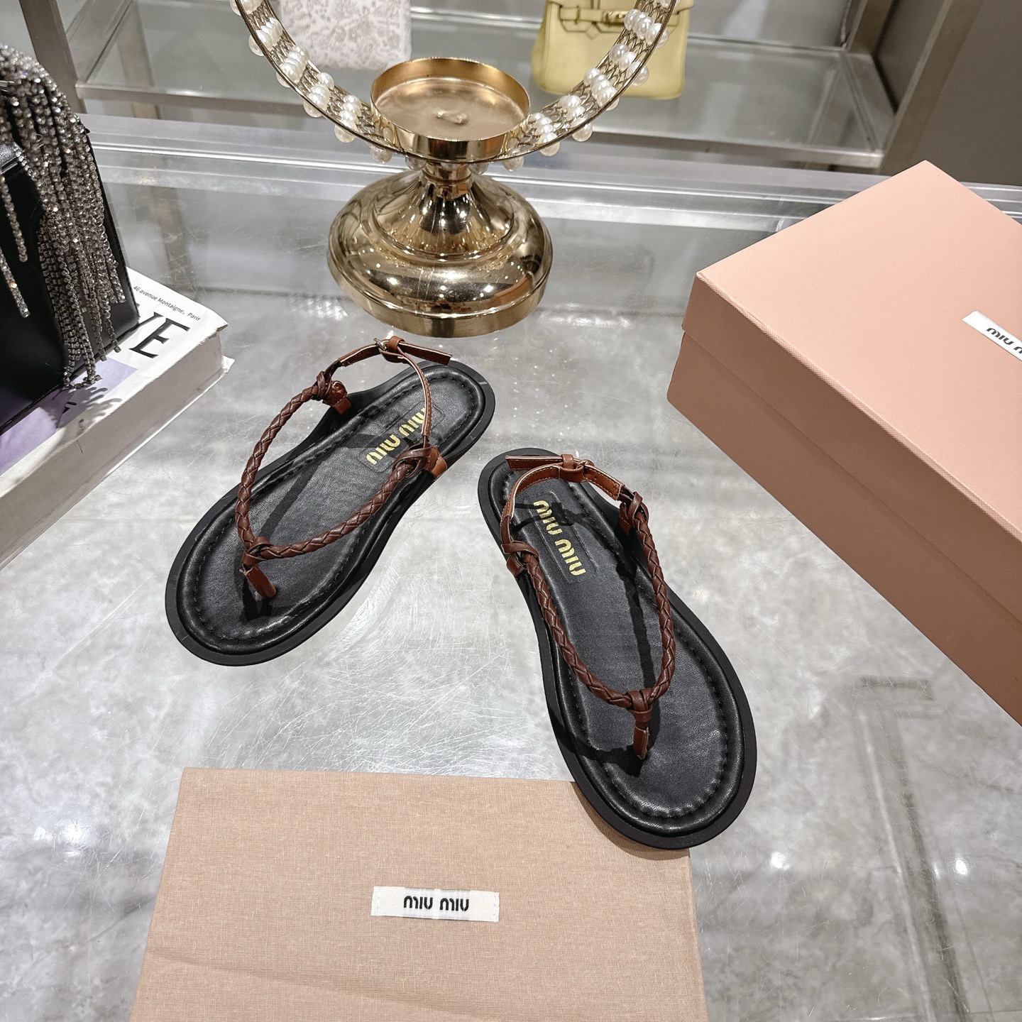 Miu Miu 25SS Braided Thong Sandals - Chic Summer Flats for Women 4 i1745729772250 4355 0 1