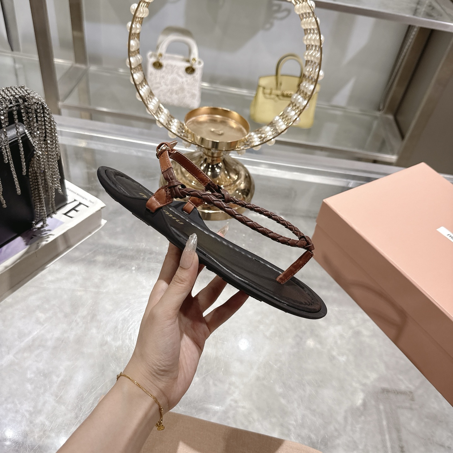 Miu Miu 25SS Braided Thong Sandals - Chic Summer Flats for Women 6 i1745729772368 2058 0 4
