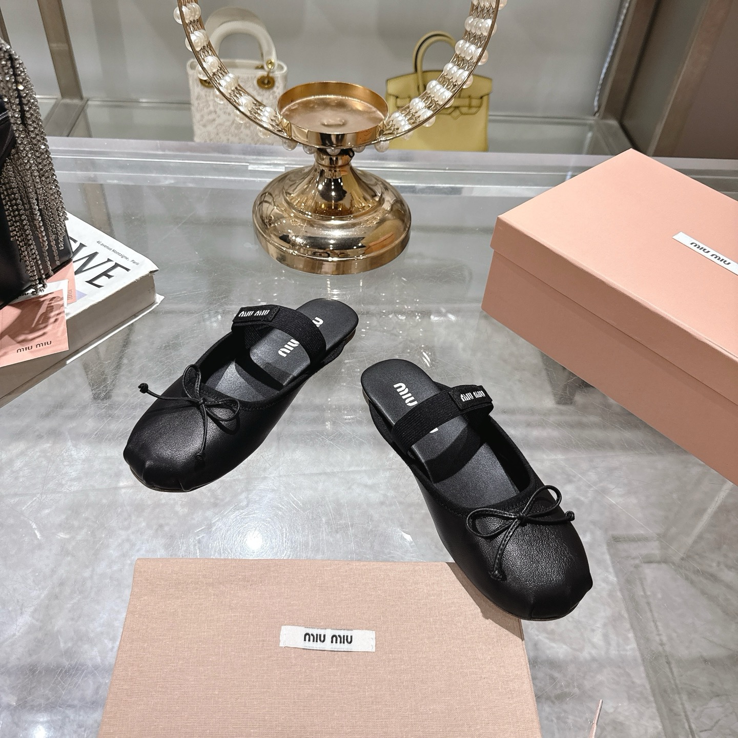 Miu Miu Bow Leather Mules,Slip-ons Women's Shoes, Stylish & Comfortable 4 i1745730894491 1961 0 1
