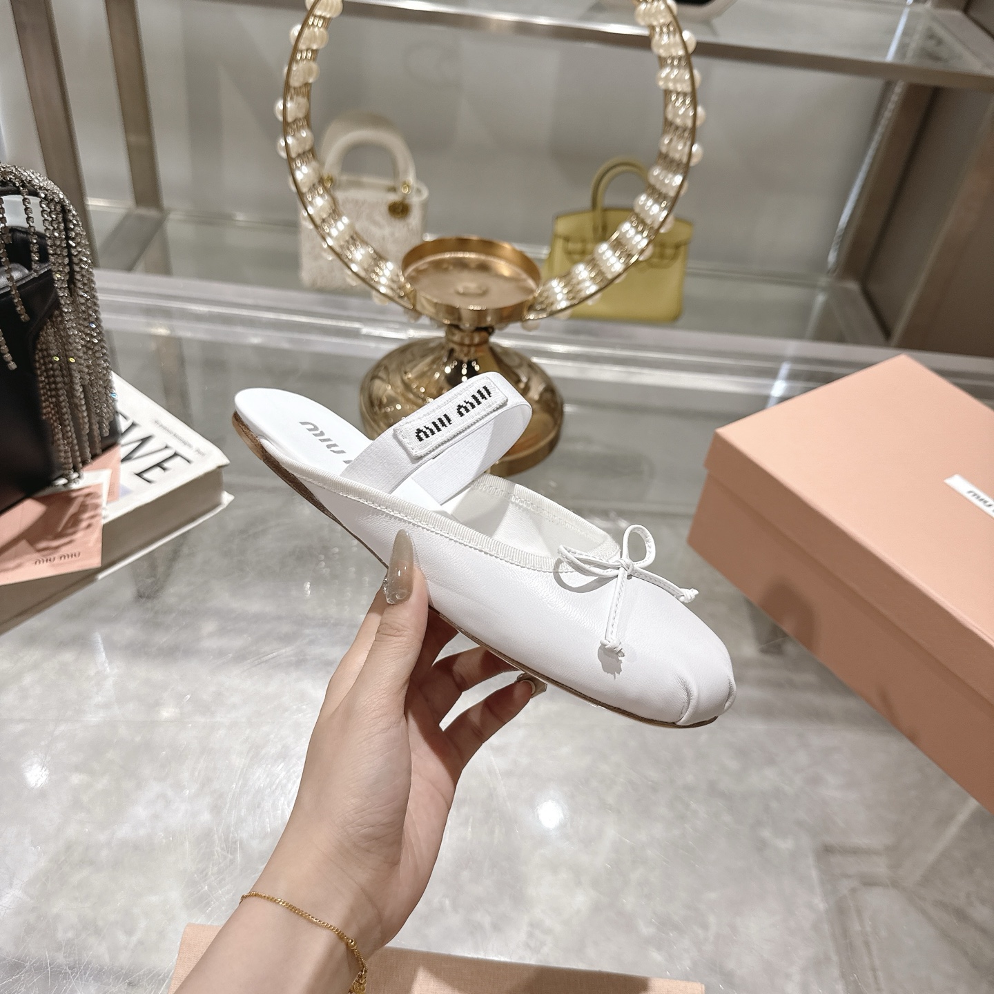Miu Miu Bow-Embellished Leather Ballet Mules, Slip-On Shoes for Women 7 i1745735376996 2606 0 4