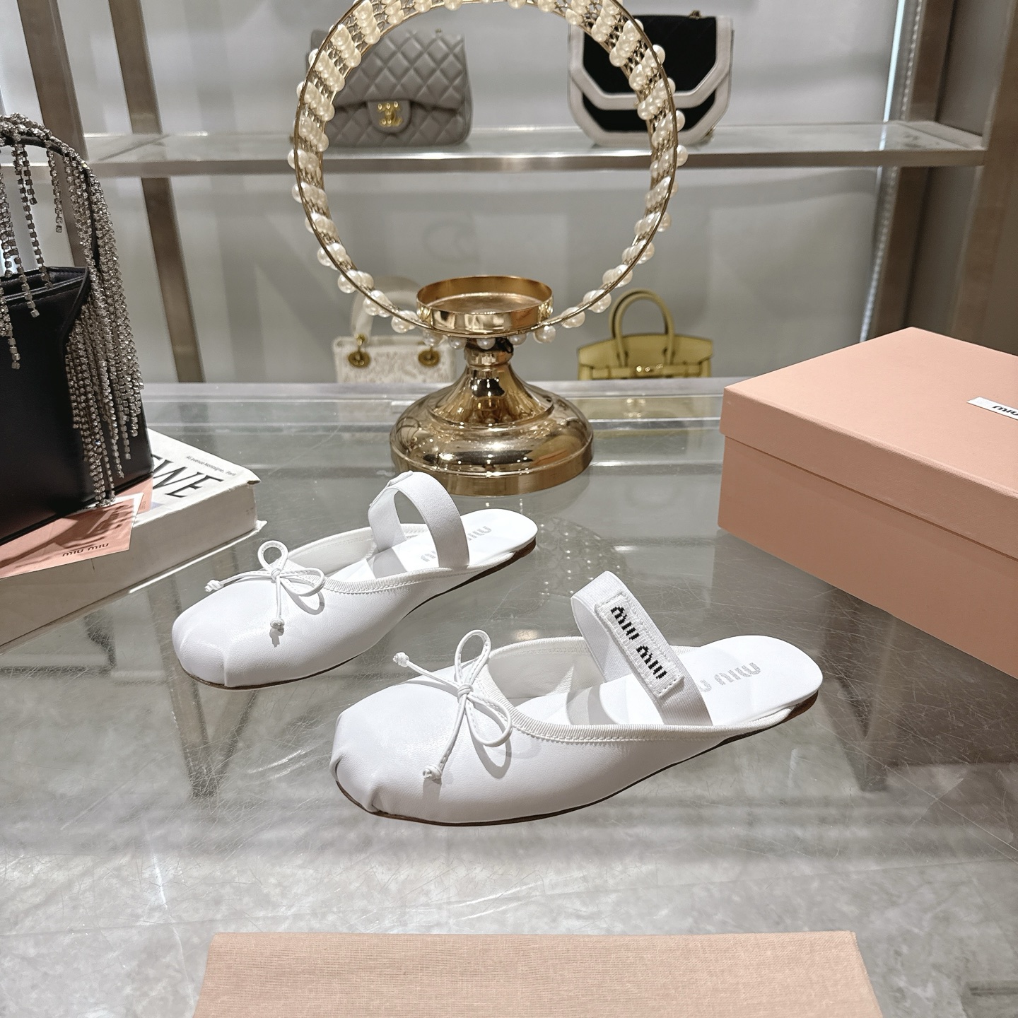 Miu Miu Bow-Embellished Leather Ballet Mules, Slip-On Shoes for Women 5 i1745735377065 2166 0 2