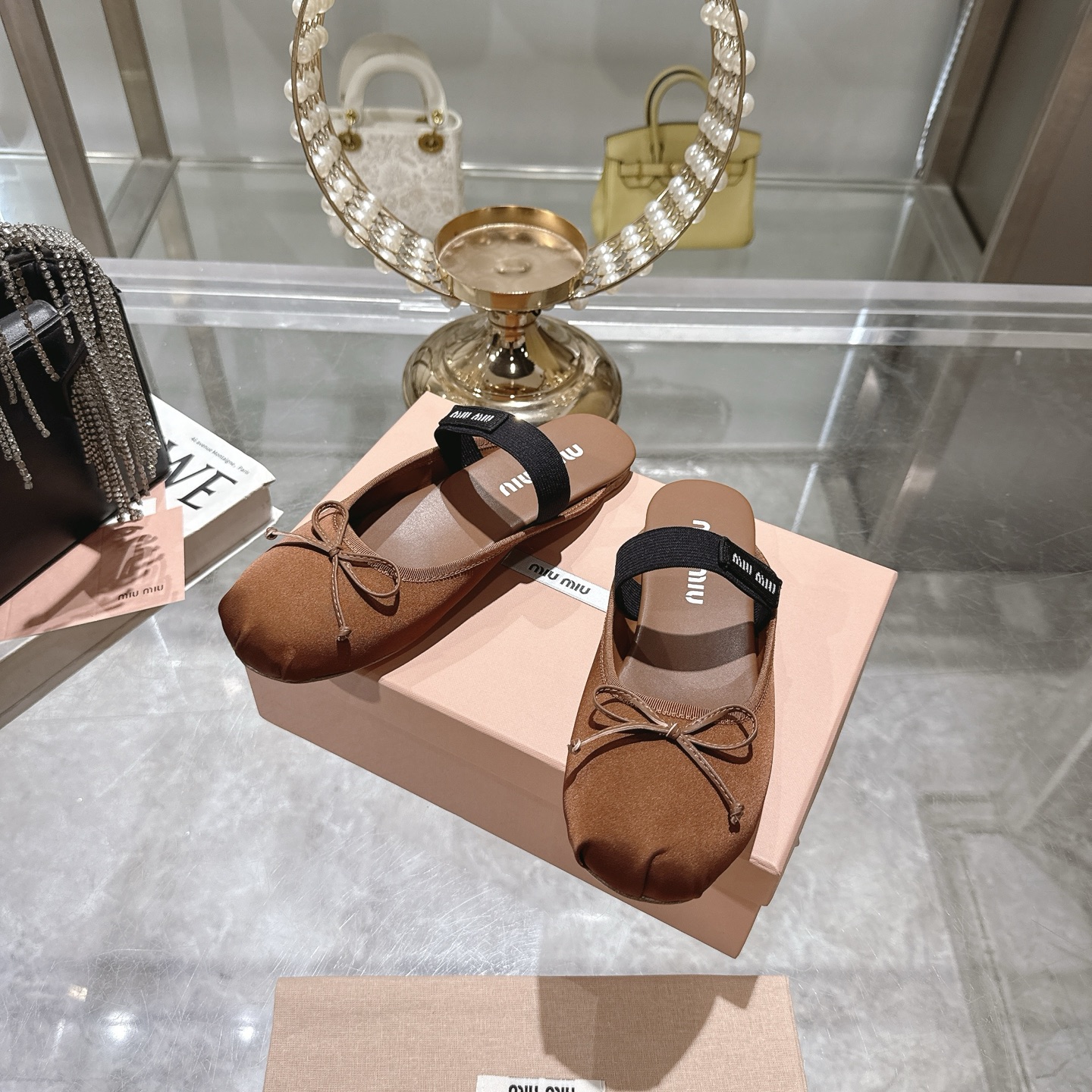 Miu Miu Bow-Embellished Leather Slippers, Women's Shoes, US Size 5 to 9 2 i1745735501861 171 0 5