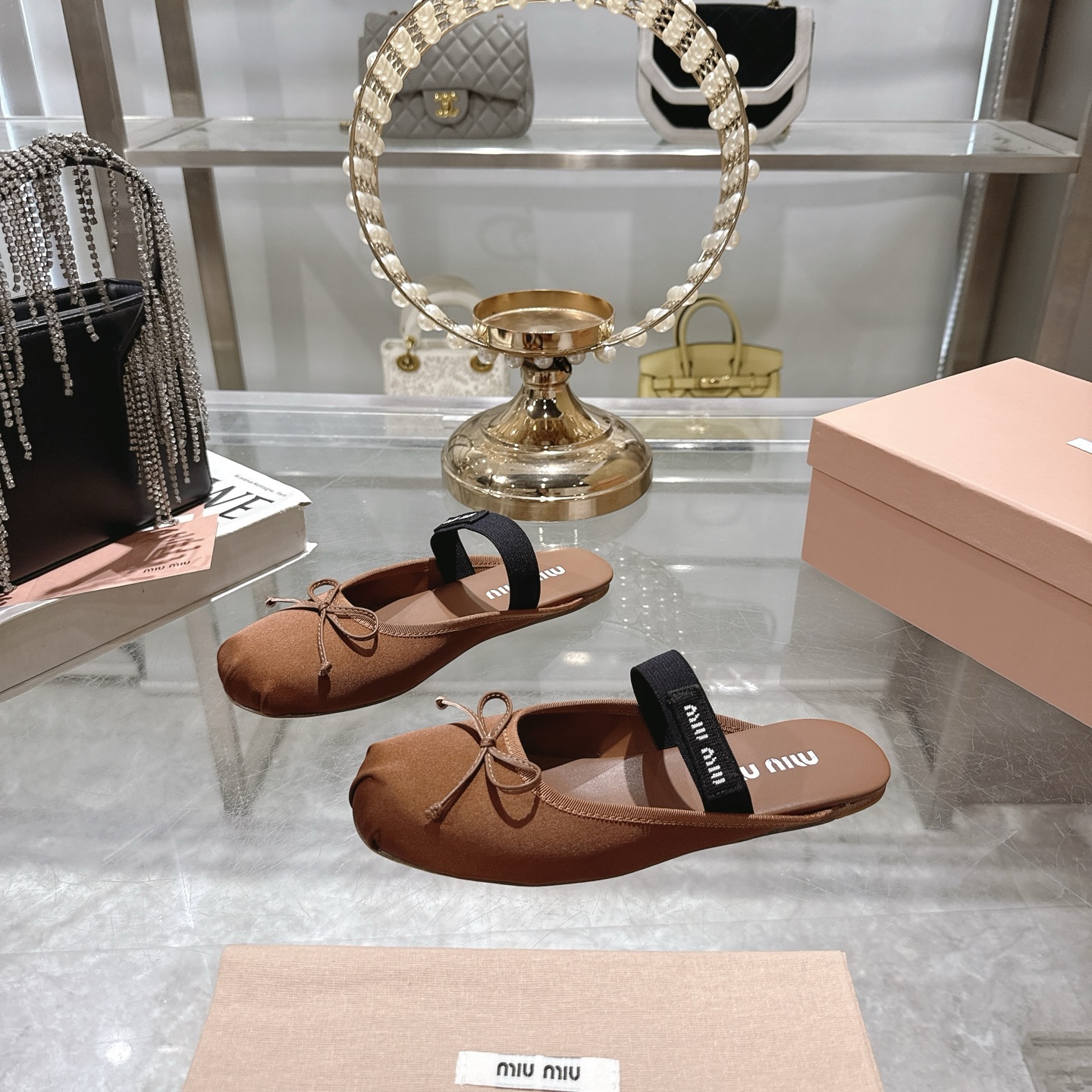 Miu Miu Bow-Embellished Leather Slippers, Women's Shoes, US Size 5 to 9 5 i1745735501886 1895 0 2