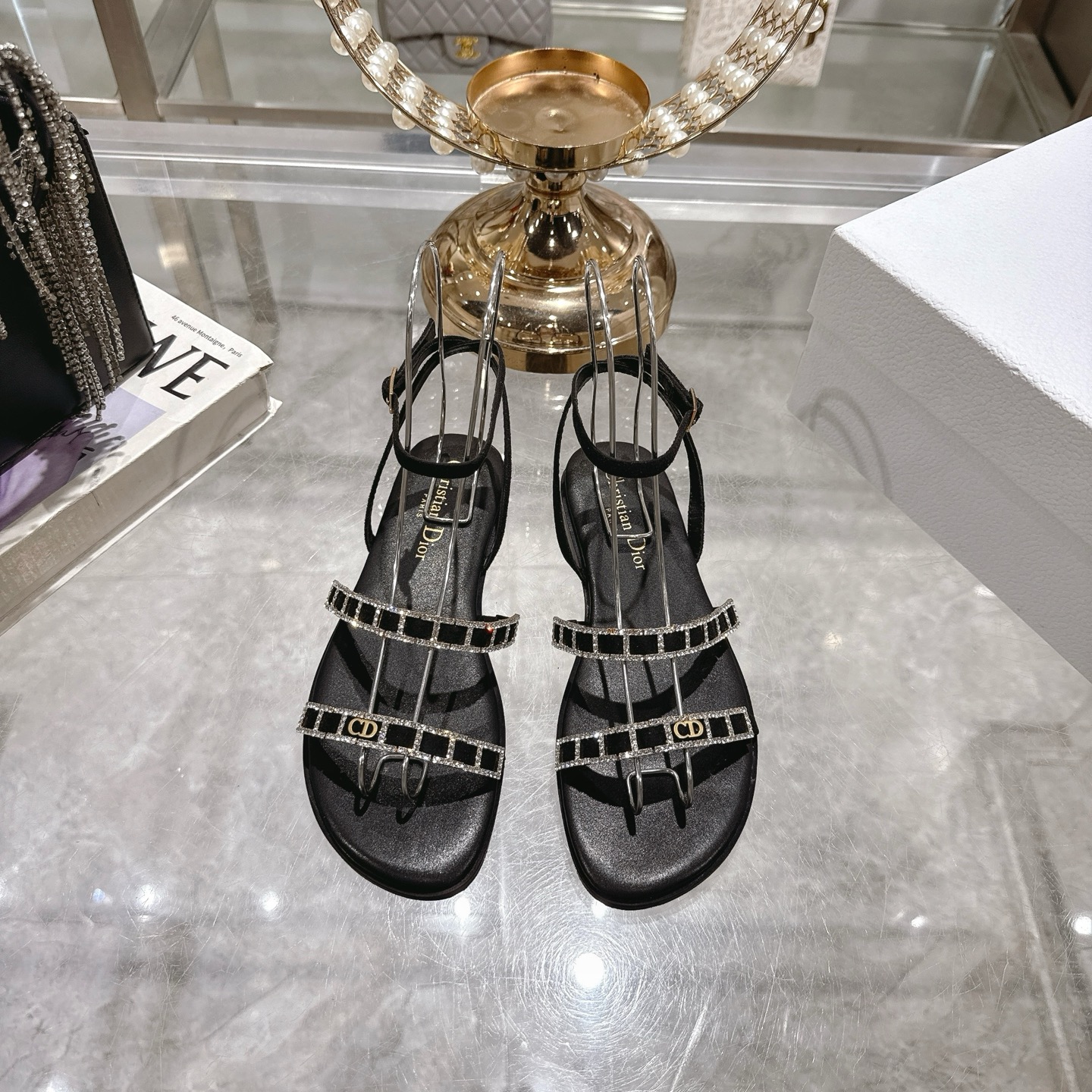 Dior 25SS Diamante Strap Flat Sandals - Summer Style, Comfortable Fit 2 i1746270127205 2987 0 0