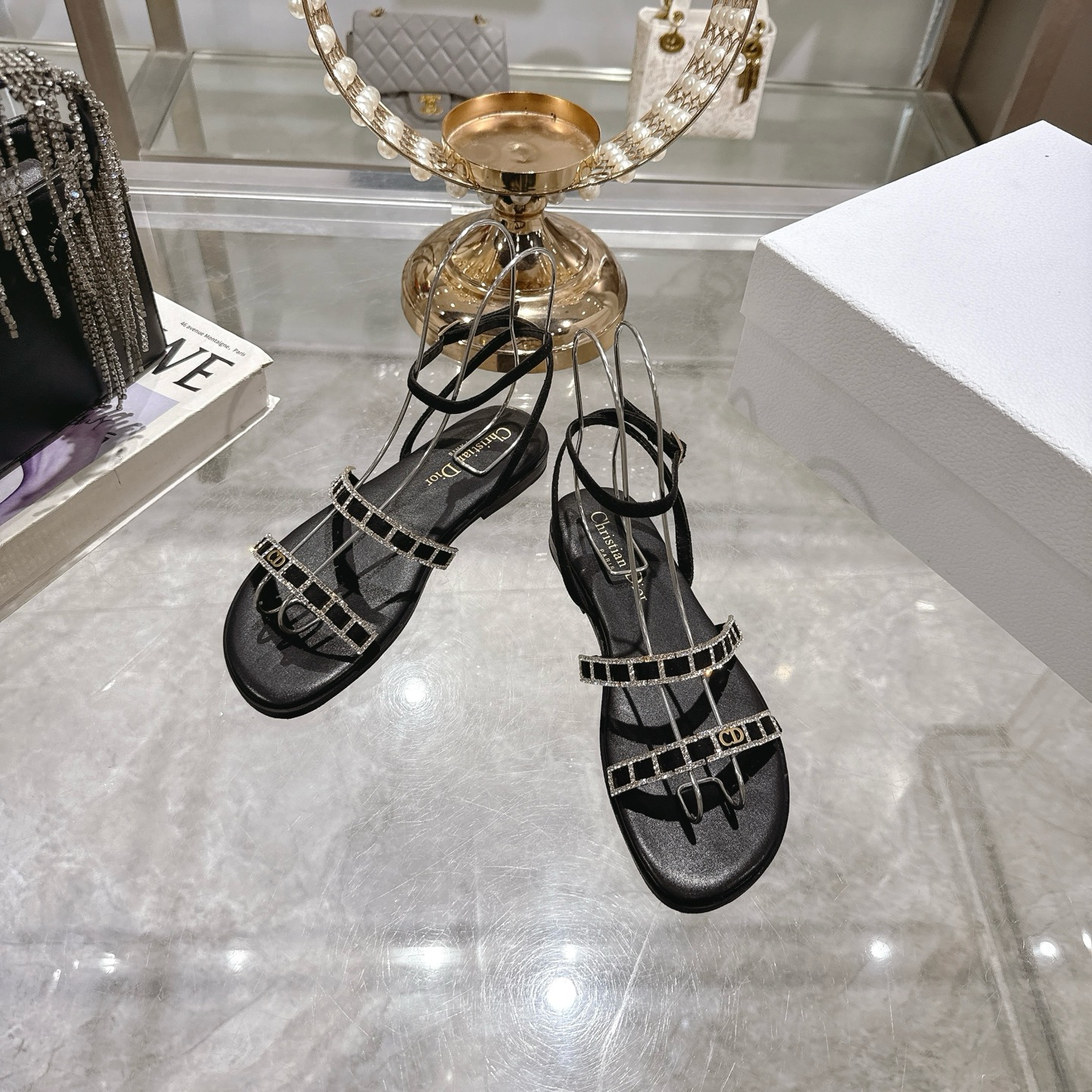 Dior 25SS Diamante Strap Flat Sandals - Summer Style, Comfortable Fit 3 i1746270127262 1016 0 1