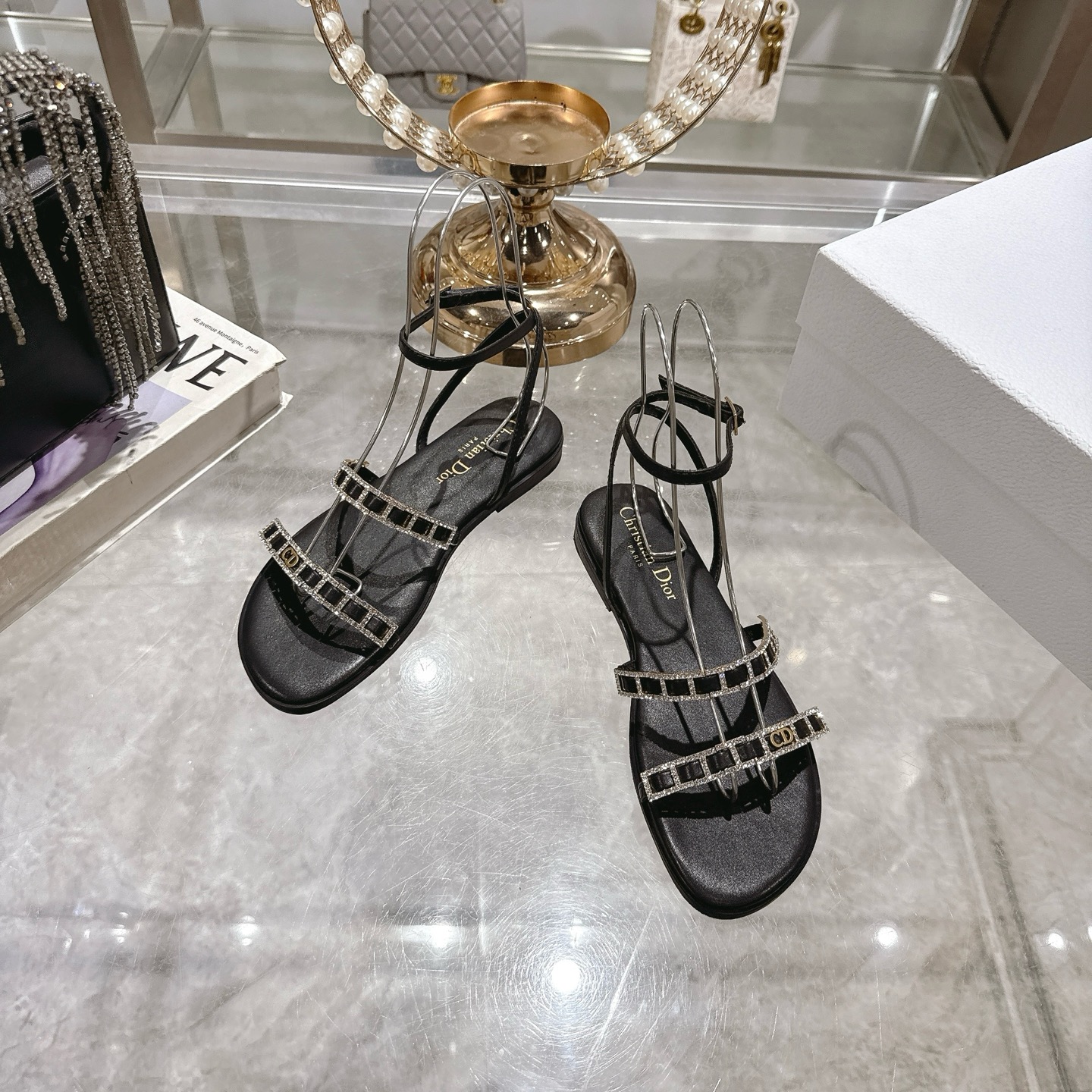 Dior Women's Flat Sandals with Rhinestone Embellishments - Summer Collection 3 i1746270162348 1649 0 1