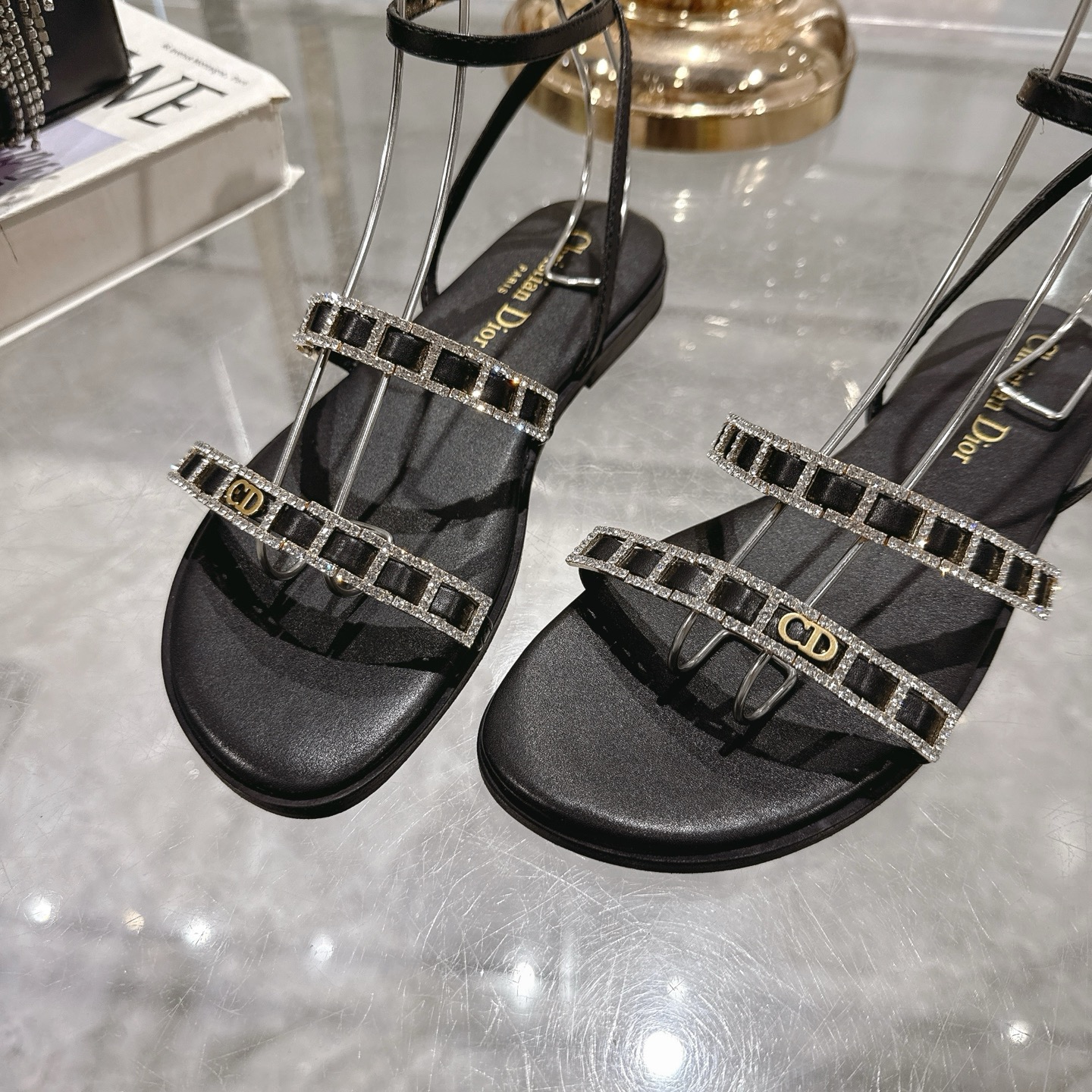 Dior Women's Flat Sandals with Rhinestone Embellishments - Summer Collection 7 i1746270165744 4401 0 5