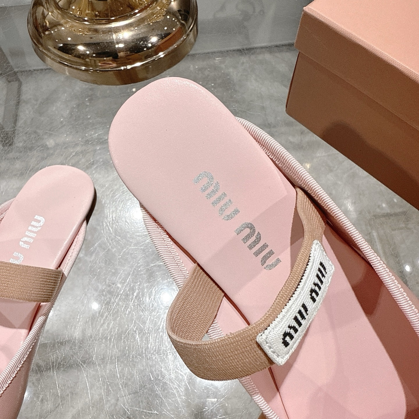 Miu Miu Pink Leather Ballerina Slippers with Bow Accent - Chic & Comfortable 8 i1746689528255 5320 0 5