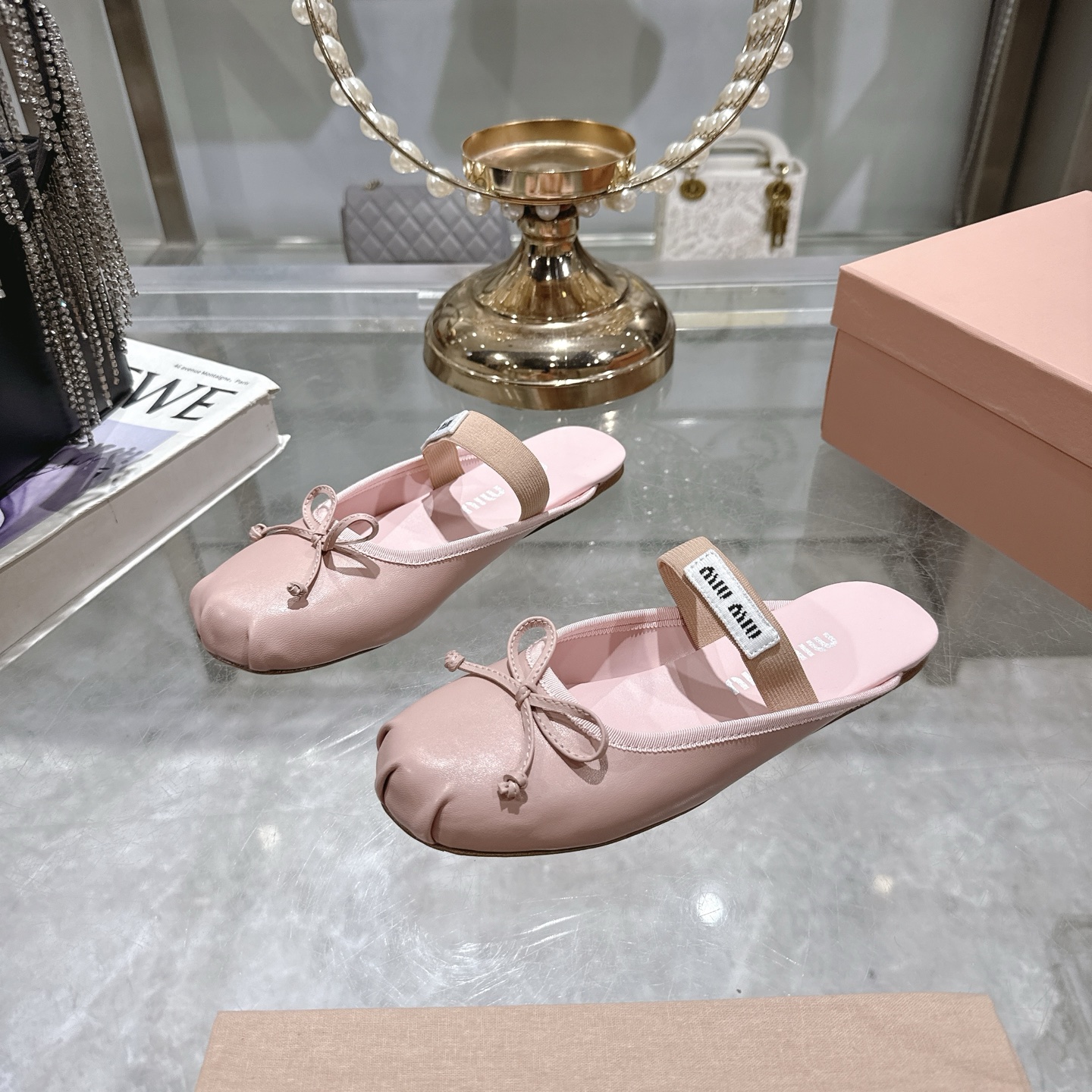 Miu Miu Pink Leather Ballerina Slippers with Bow Accent - Chic & Comfortable 5 i1746689528683 5373 0 1