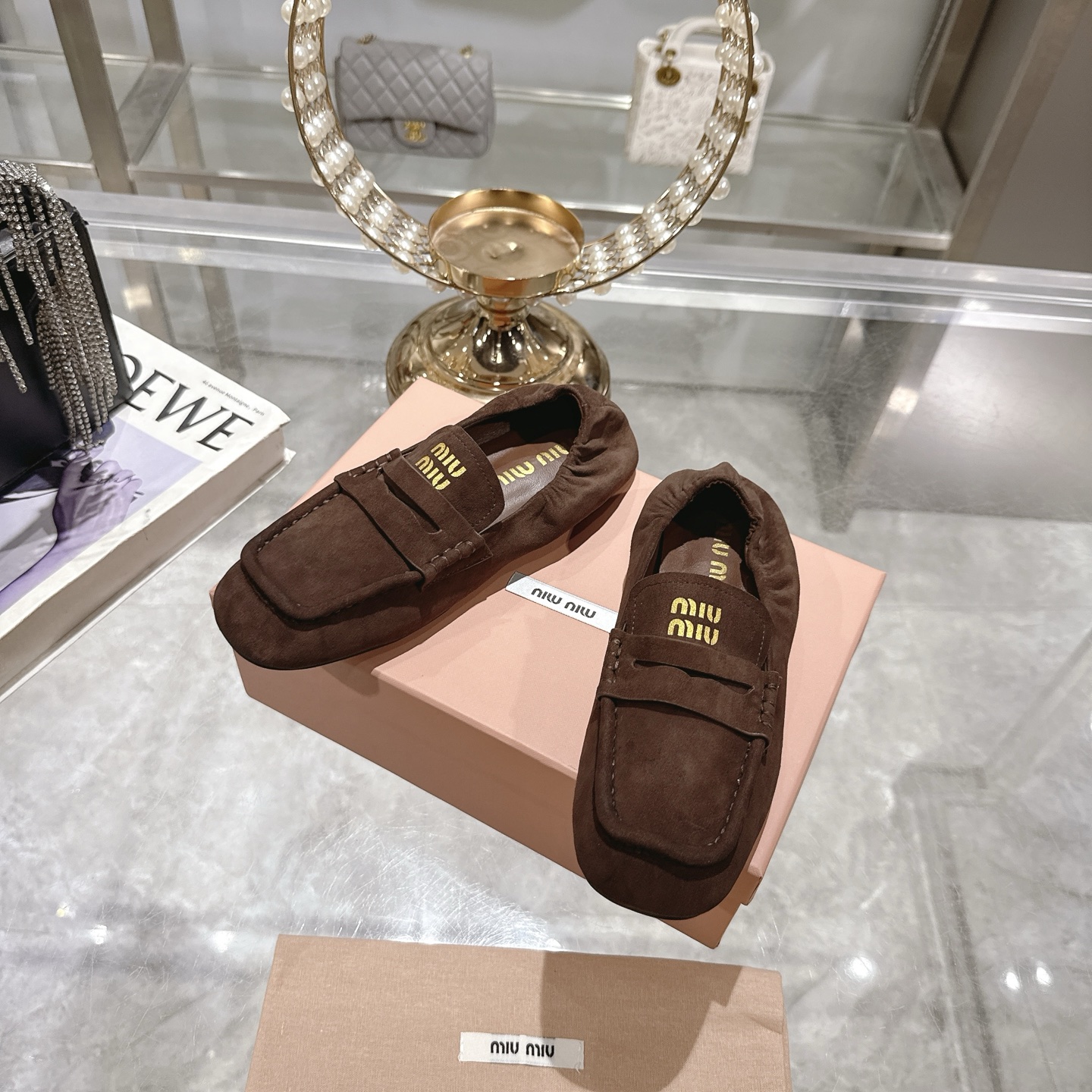 Miu Miu Women's Suede Loafers Ballet Flats, Slip-On Style, Comfortable and Chic 7 i1746692356487 2784 0 5