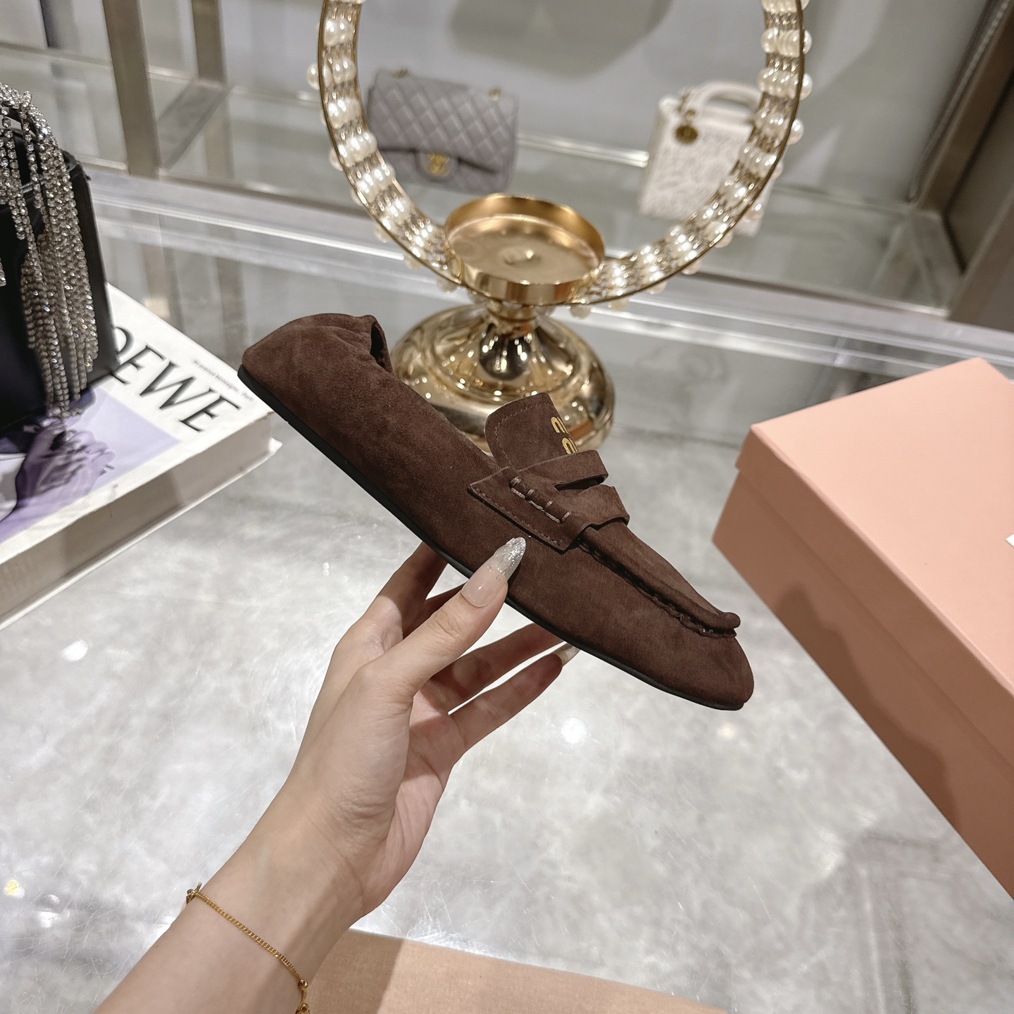 Miu Miu Women's Suede Loafers Ballet Flats, Slip-On Style, Comfortable and Chic 6 i1746692359237 3533 0 4