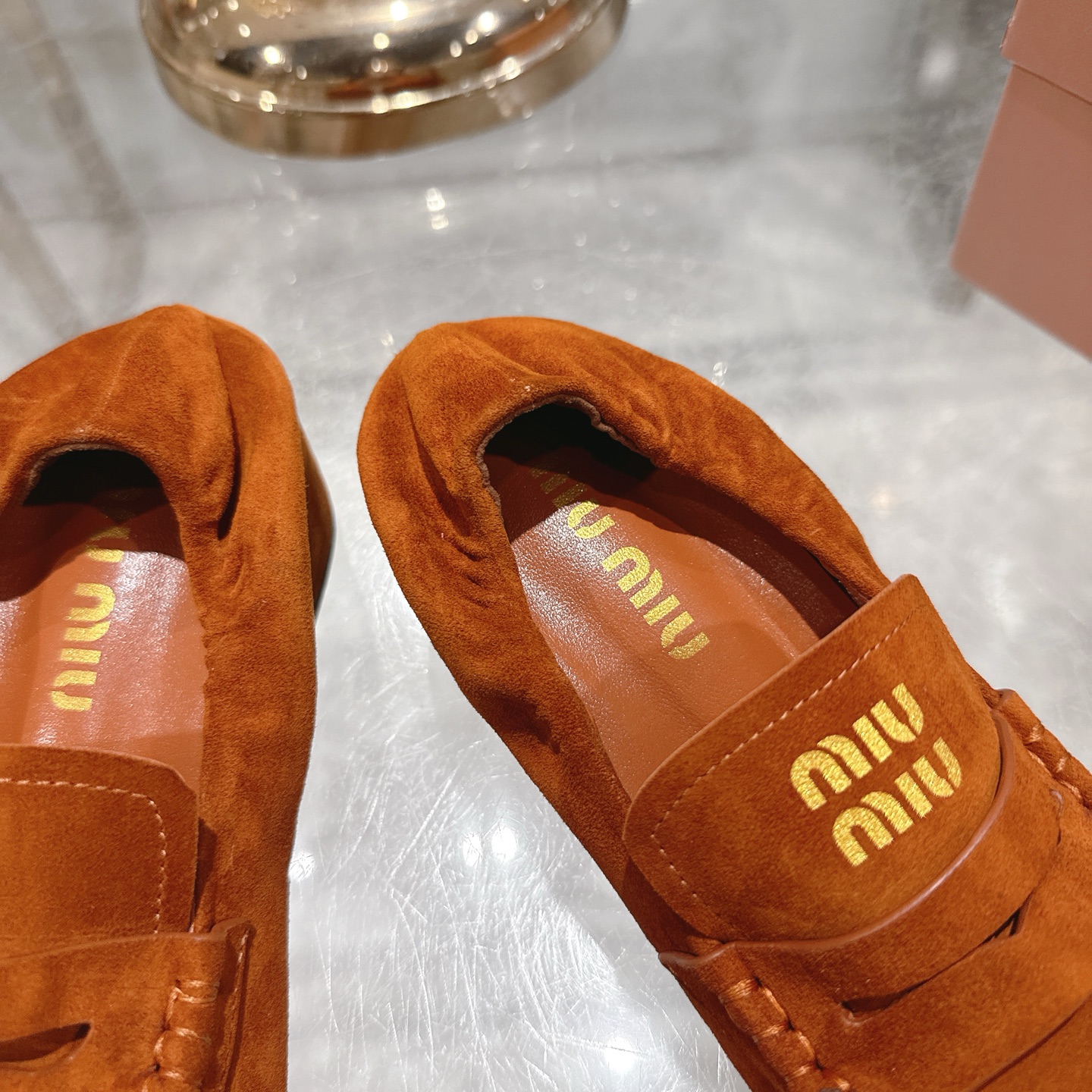 Miu Miu Women's Suede Loafers - Slip-On Block Heel Shoes 8 i1746692618891 4777 0 6