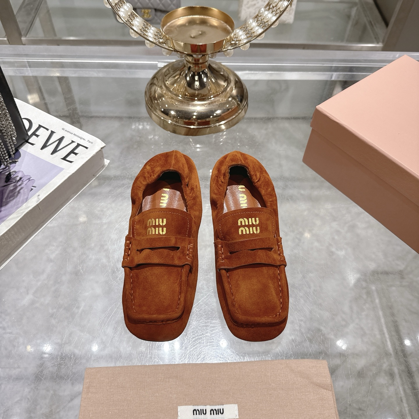Miu Miu Women's Suede Loafers - Slip-On Block Heel Shoes 3 i1746692620898 4052 0 0