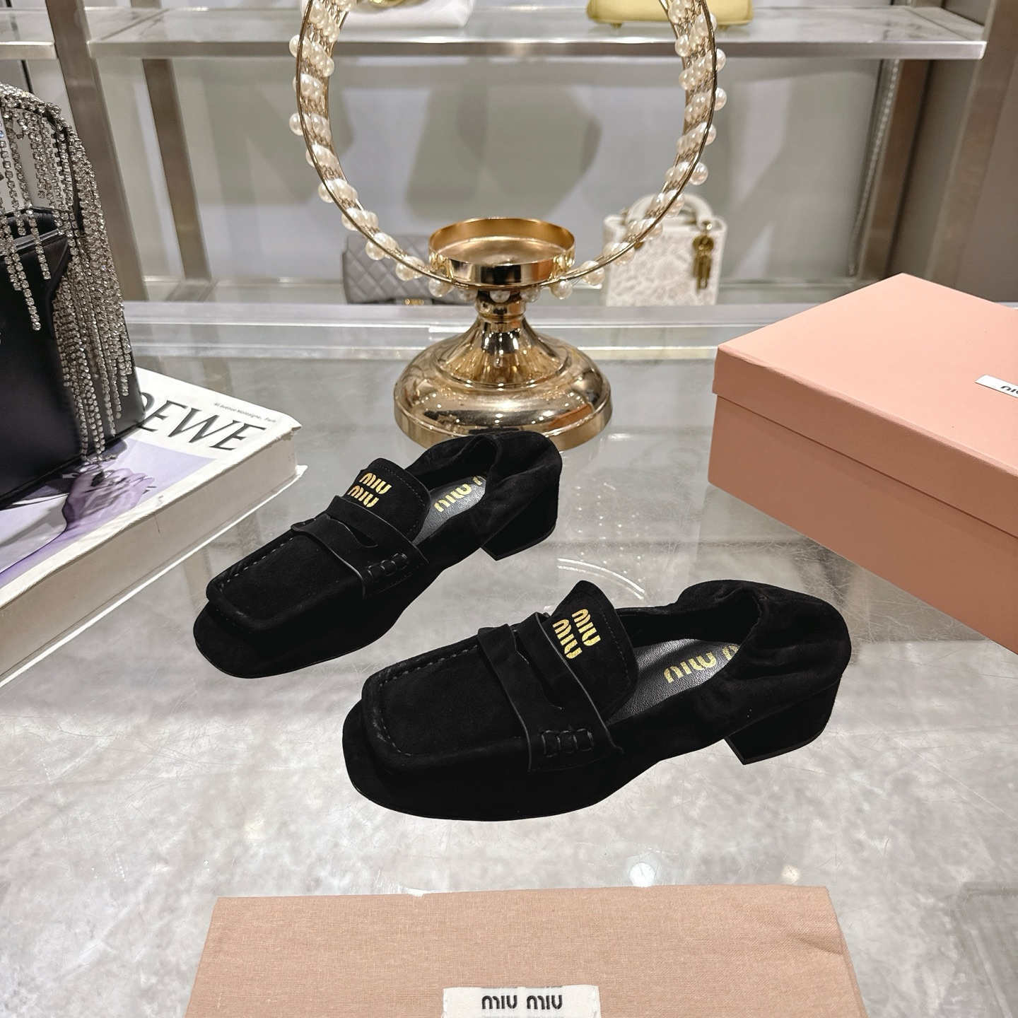 Miu Miu 25SS Loafers Ballet Pumps High Heels Shoes, Leather, Black 2 i1746692695747 189 0 2