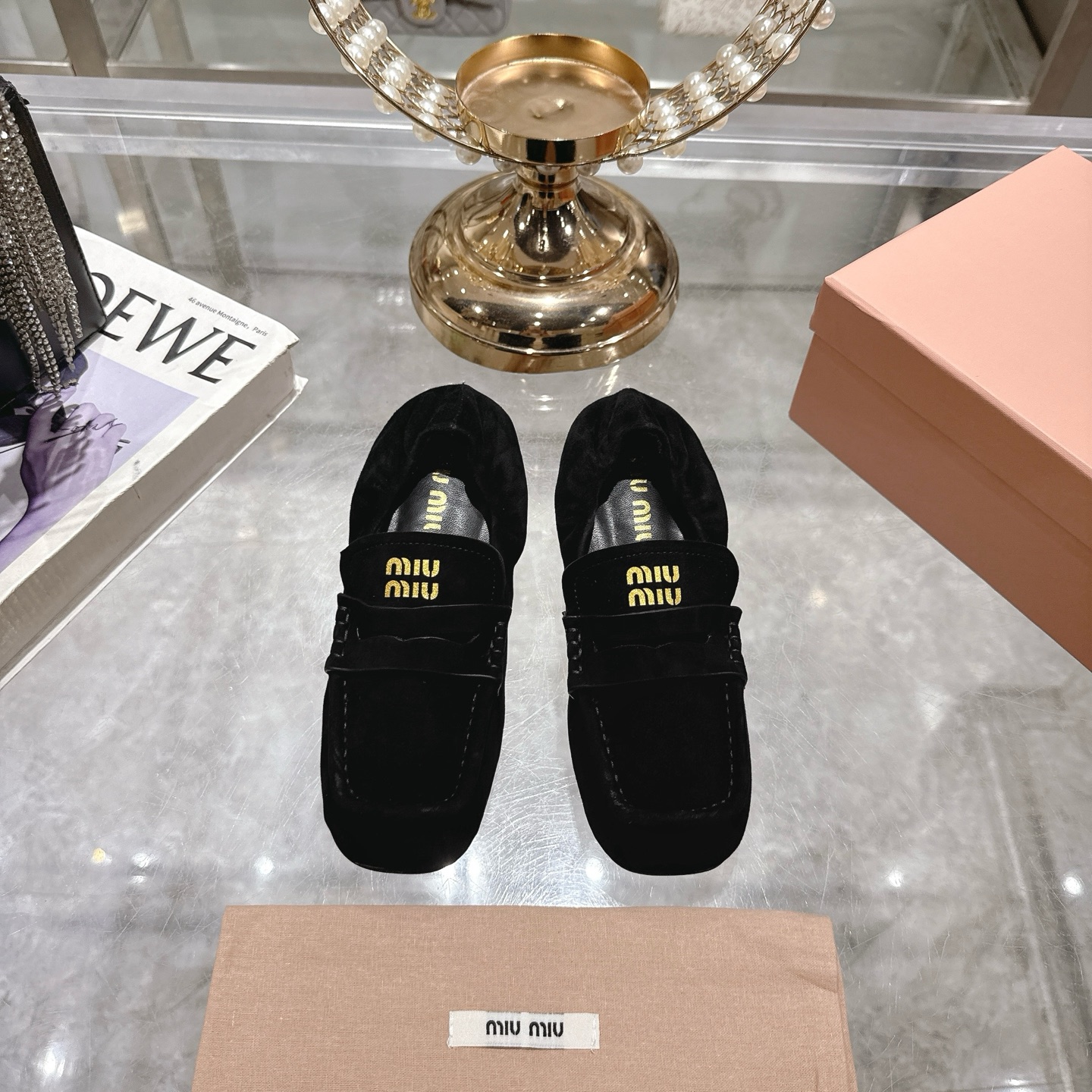 Miu Miu 25SS Loafers Ballet Pumps High Heels Shoes, Leather, Black 3 i1746692697146 5379 0 0