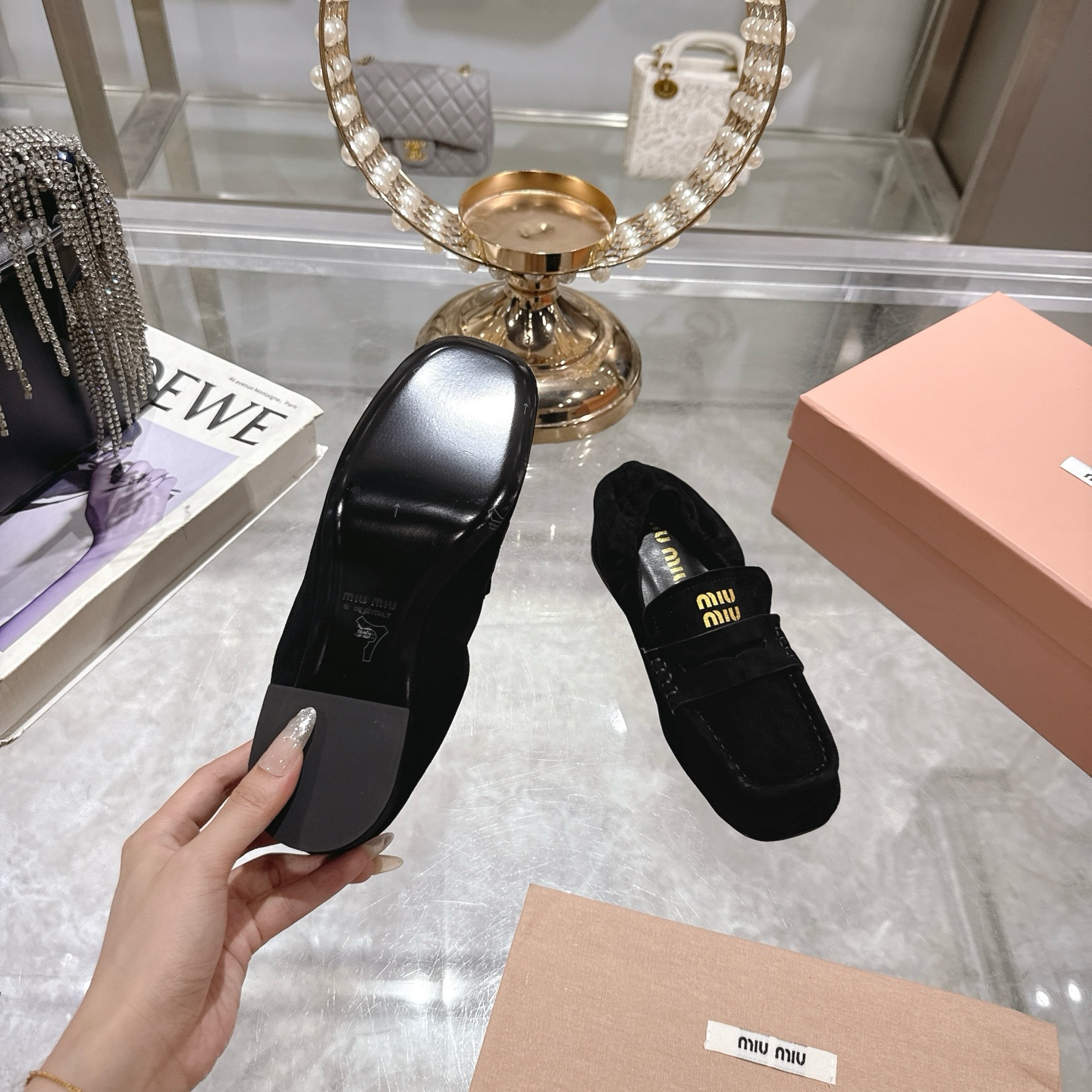 Miu Miu 25SS Loafers Ballet Pumps High Heels Shoes, Leather, Black 10 i1746692697168 5080 0 8
