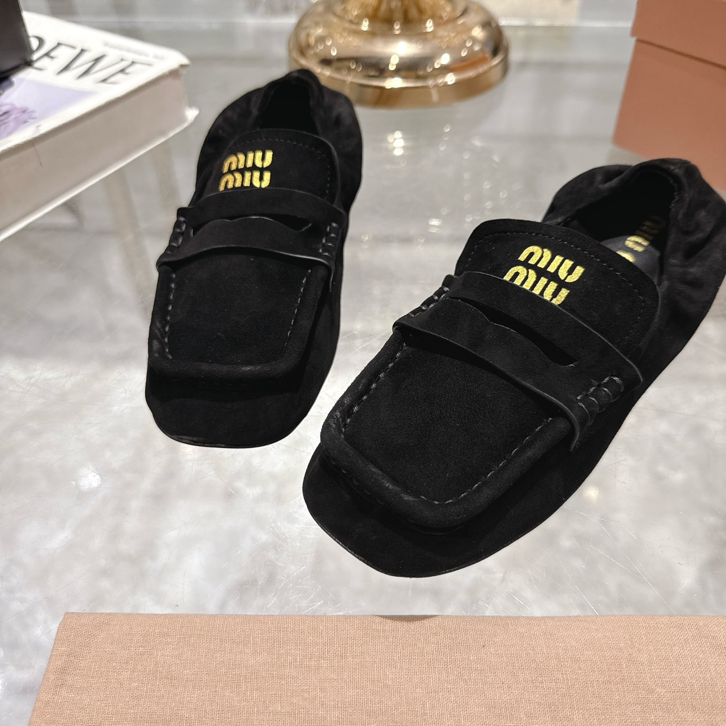Miu Miu 25SS Loafers Ballet Pumps High Heels Shoes, Leather, Black 8 i1746692697192 4789 0 6