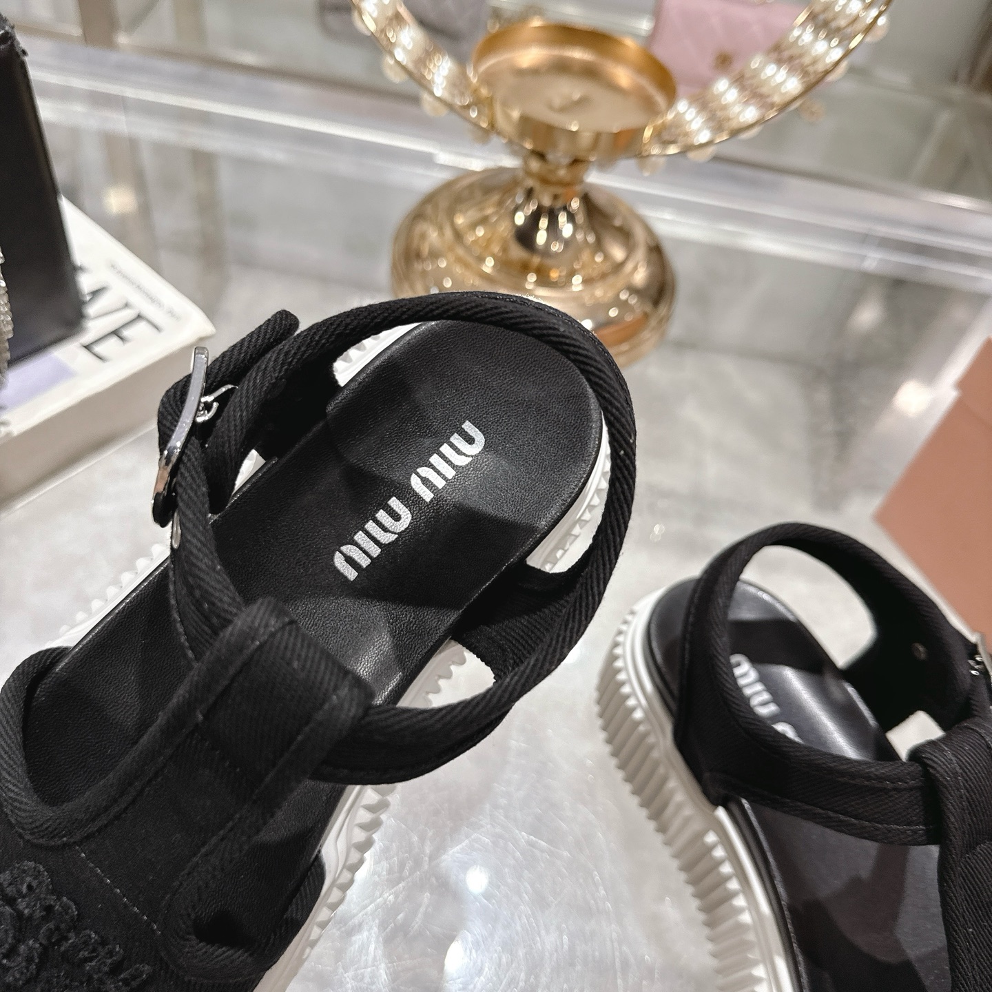 Miu Miu Espadrille Platform Sandals Open Toe Canvas Black 8 i1746693061357 3463 0 6