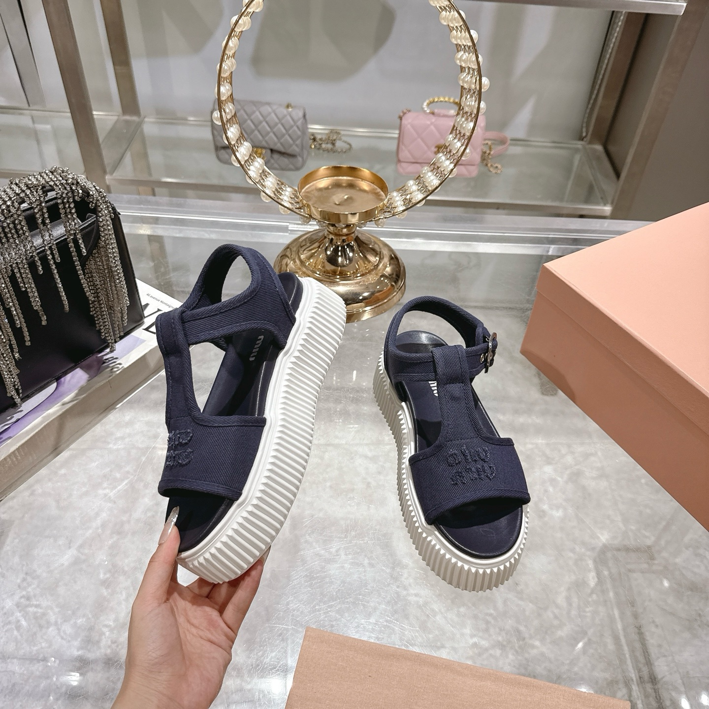 Miu Miu Women's Spring/Summer Platform Canvas Roman Toe Sandals 5 i1746693103888 5391 0 3