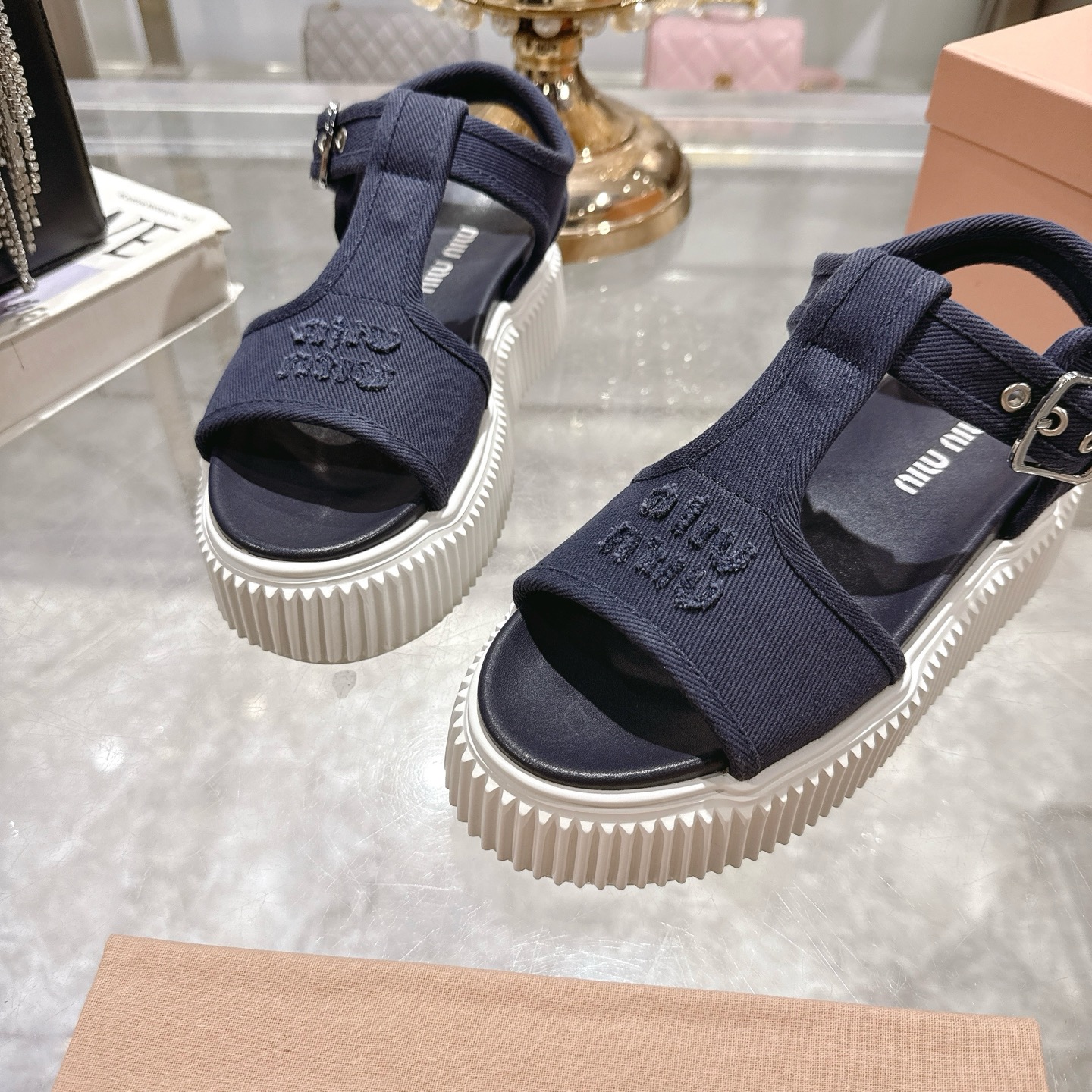 Miu Miu Women's Spring/Summer Platform Canvas Roman Toe Sandals 9 i1746693104884 4896 0 7