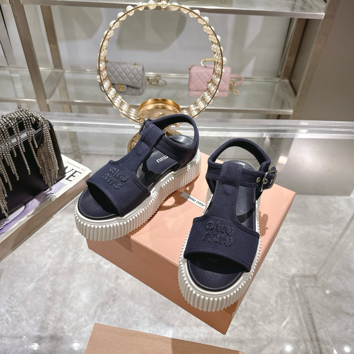 Miu Miu Women's Spring/Summer Platform Canvas Roman Toe Sandals 7 i1746693104909 9130 0 5