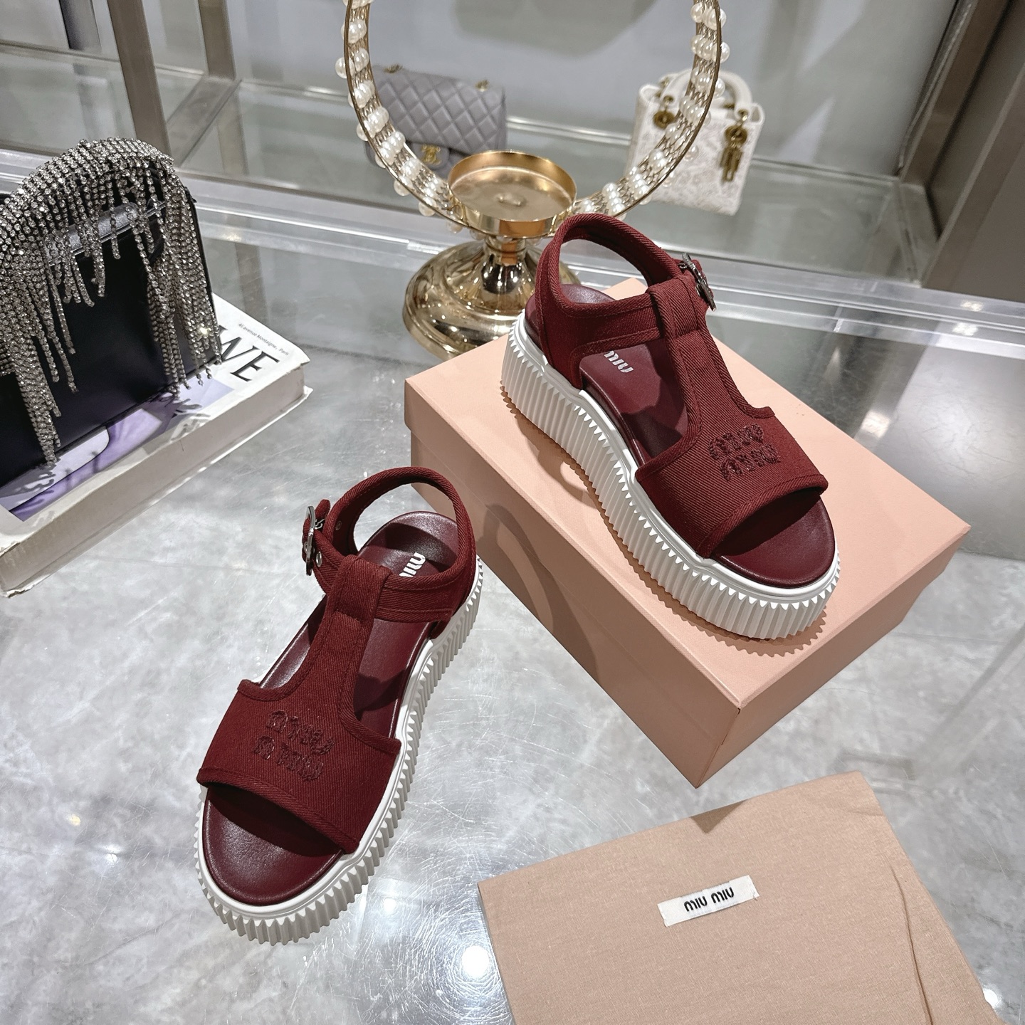 Miu Miu Espadrille Platform Sandals Canvas Thick Bottom Roman Sandals 7 i1746693153915 7333 0 5