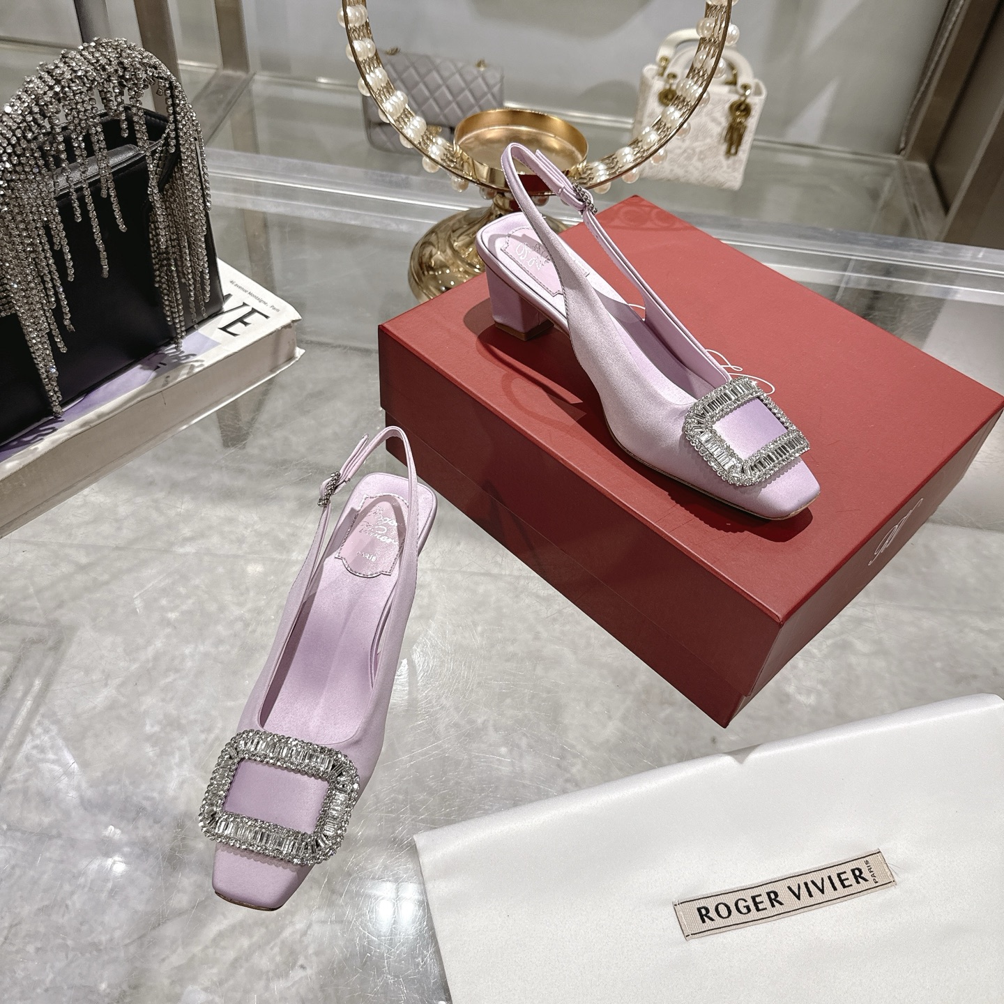 Roger Vivier Bell Vivier Silk Satin Slingback Pumps with Crystal Buckle 7 i1746700435170 6563 0 5