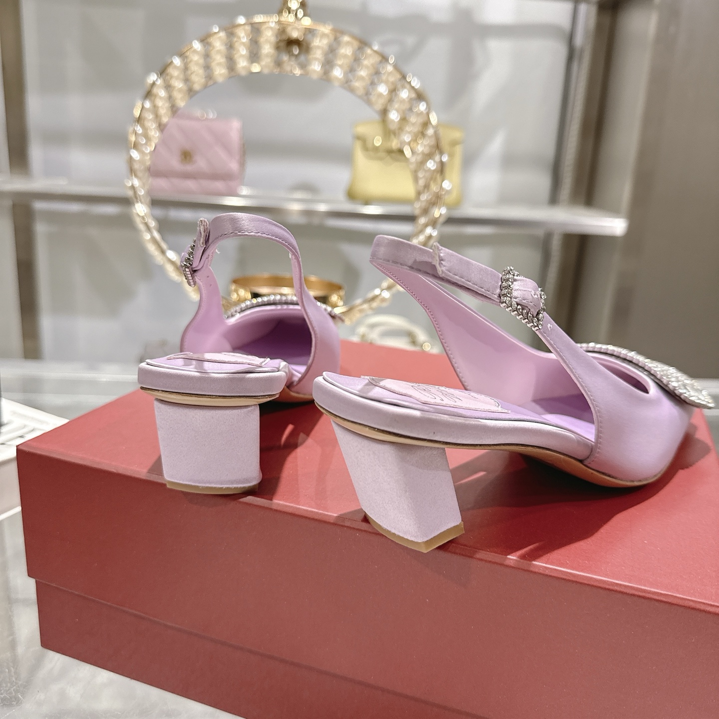 Roger Vivier Bell Vivier Silk Satin Slingback Pumps with Crystal Buckle 8 i1746700436721 293 0 6