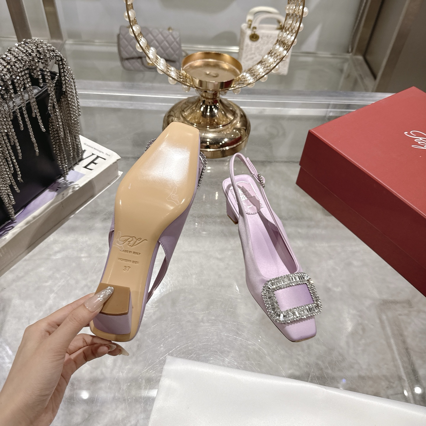 Roger Vivier Bell Vivier Silk Satin Slingback Pumps with Crystal Buckle 10 i1746700436799 2785 0 8