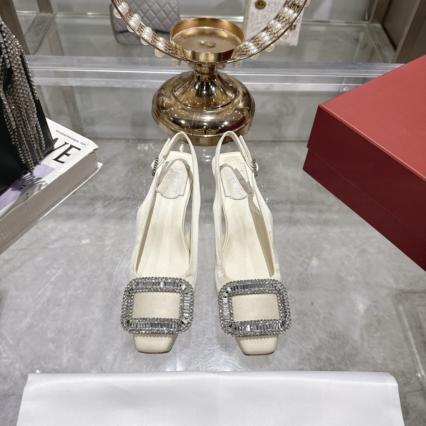Roger Vivier Bell Vivier Silk Slingback Heels with Crystal Buckle 3 i1746702119183 6926 0 0