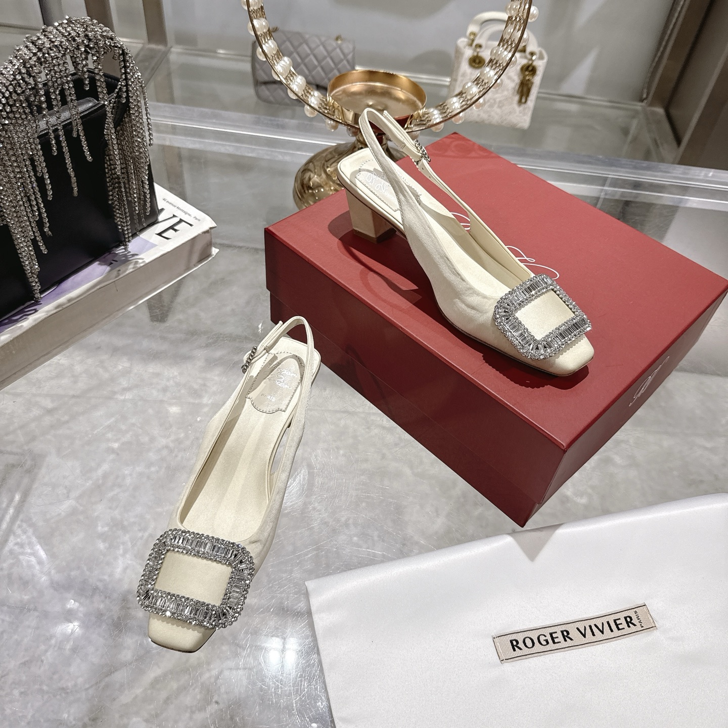 Roger Vivier Bell Vivier Silk Slingback Heels with Crystal Buckle 7 i1746702119204 2523 0 5