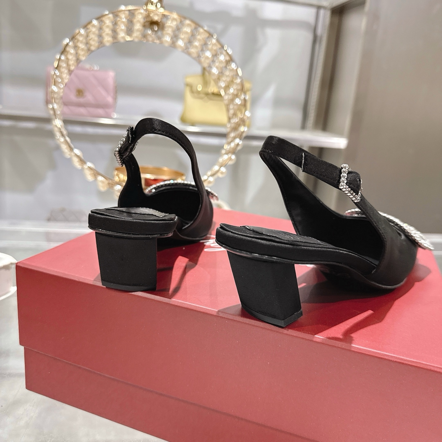 Roger Vivier Bell Vivier Silk Satin Slingback Pumps with Crystal Buckle 8 i1746702266904 8187 0 6