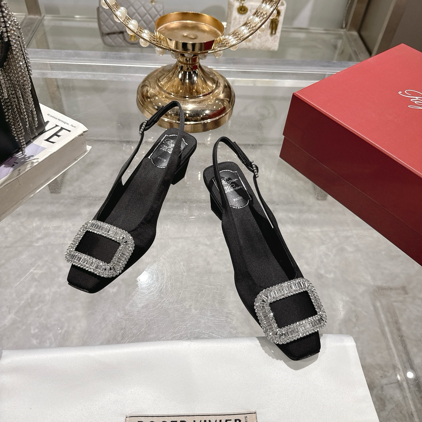 Roger Vivier Bell Vivier Silk Satin Slingback Pumps with Crystal Buckle 4 i1746702266918 4092 0 1