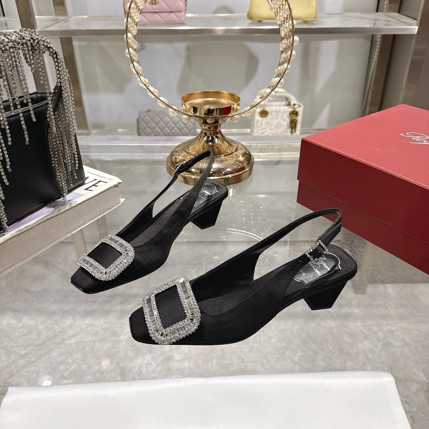 Roger Vivier Bell Vivier Silk Satin Slingback Pumps with Crystal Buckle 2 i1746702266934 4521 0 2