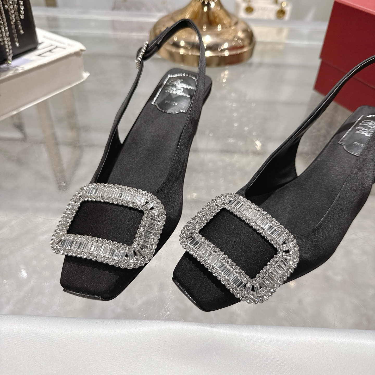 Roger Vivier Bell Vivier Silk Satin Slingback Pumps with Crystal Buckle 9 i1746702266944 2409 0 7