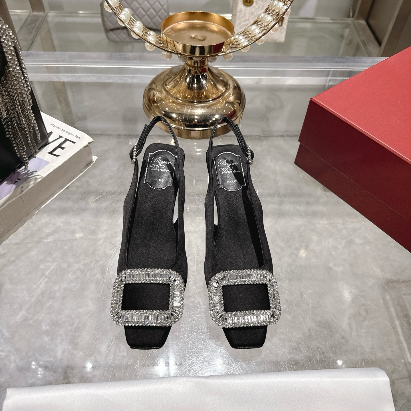 Roger Vivier Bell Vivier Silk Satin Slingback Pumps with Crystal Buckle 3 i1746702268960 5713 0 0