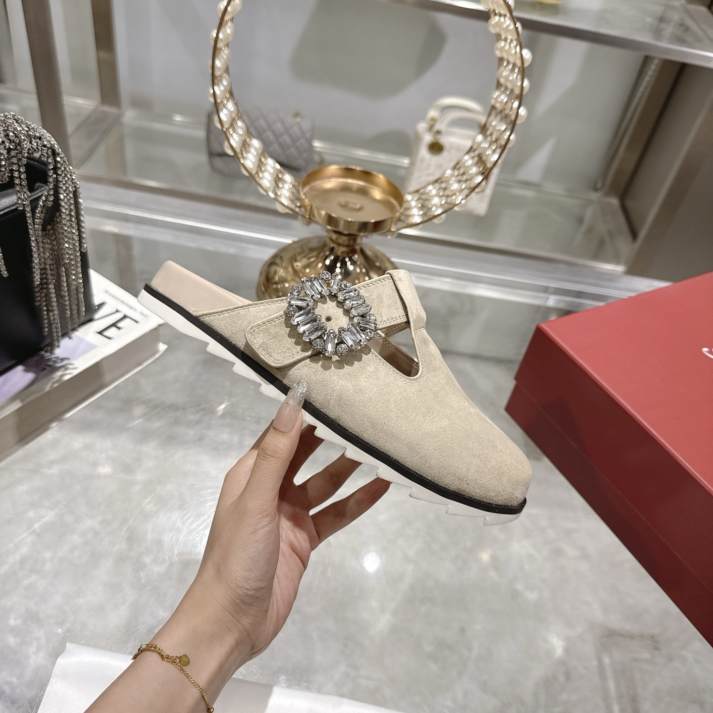 Roger Vivier Viv' Rangers Crystal Buckle Mules Leather Loafers 6 i1746703161935 8159 0 4