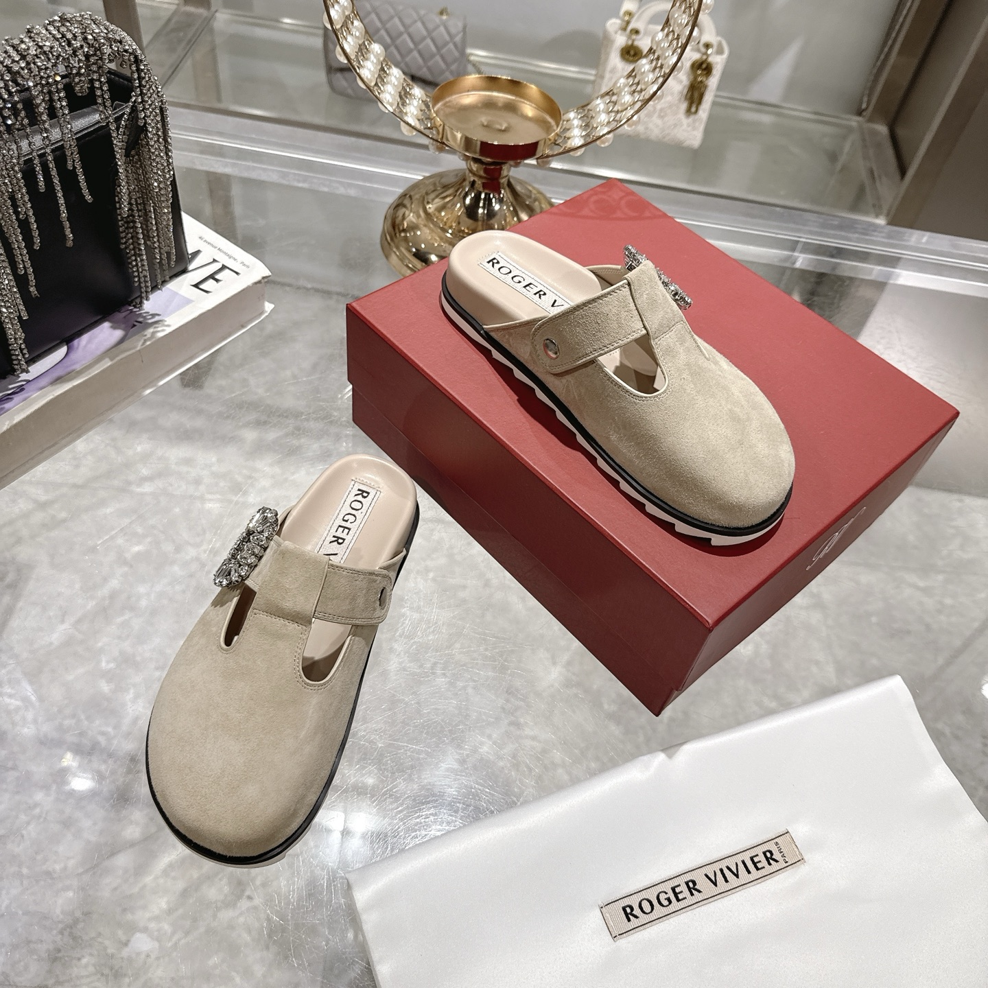 Roger Vivier Viv' Rangers Crystal Buckle Mules Leather Loafers 7 i1746703162020 3513 0 5