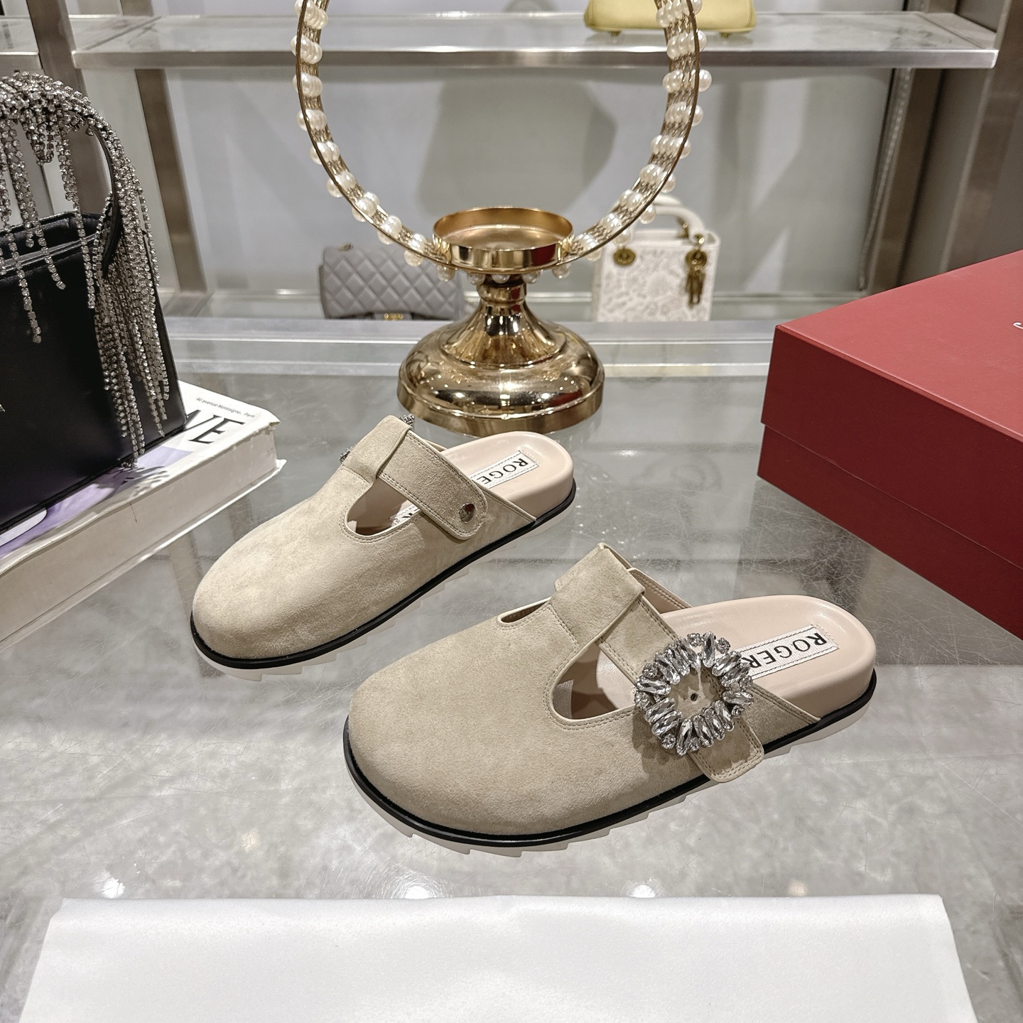 Roger Vivier Viv' Rangers Crystal Buckle Mules Leather Loafers 10 Roger Vivier Viv' Rangers Crystal Buckle Mules - Stylish Summer Slides