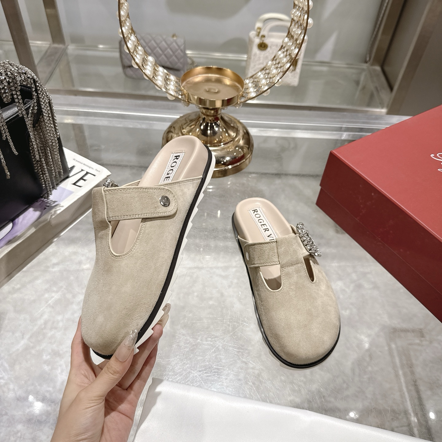 Roger Vivier Viv' Rangers Crystal Buckle Mules Leather Loafers 5 i1746703162104 5382 0 3