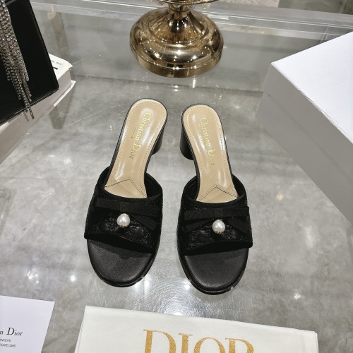 Dior D-Lane Round Toe Mules with Bow and Pearl Embellishment 1 Dior D-Lane Round Toe Mules with Bow and Pearl Embellishment