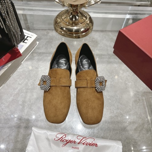 Roger Vivier Women's Tan Suede Mary Jane with Crystal Buckle