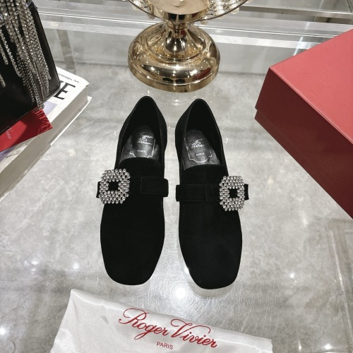 Roger Vivier Women's Black Suede Crystal Buckle Mary Jane Ballet Flats 1 Roger Vivier Women's Black Suede Crystal Buckle Mary Jane Ballet Flats