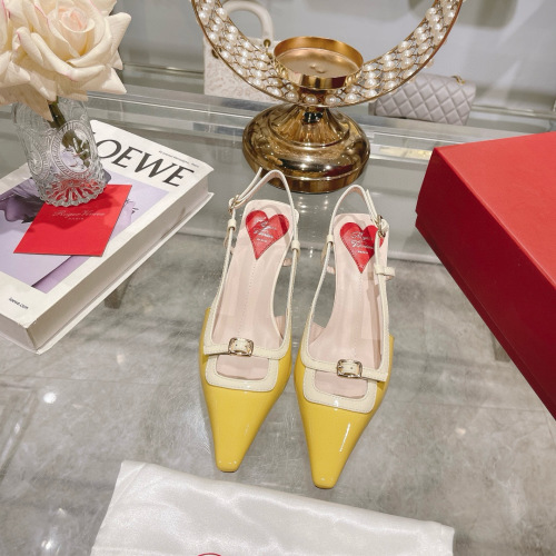 Roger Vivier RV Women's Mini Buckle Slingback Heels in Yellow Patent Leather 1 Roger Vivier RV Women's Mini Buckle Slingback Heels in Yellow Patent Leather