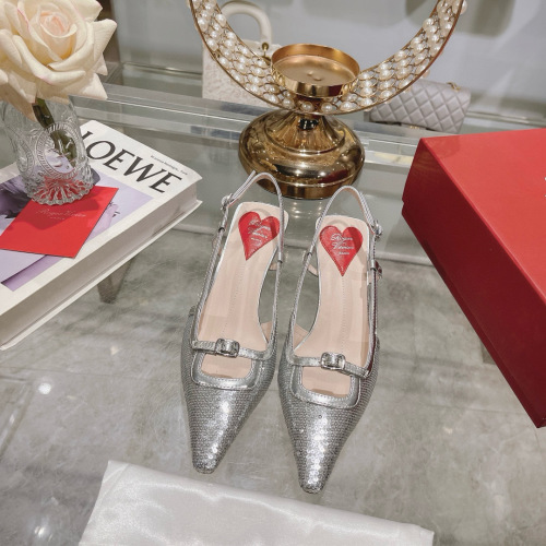 Roger Vivier Women's Slingback Heels Silver Leather Pumps, Size 35-39 1 Roger Vivier Women's Slingback Heels Silver Leather Pumps, Size 35-39