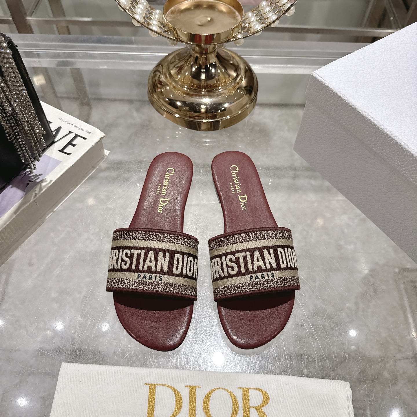 Dior D-Way Sandal - Flat Mule with Embroidered 'Christian Dior' Signature
