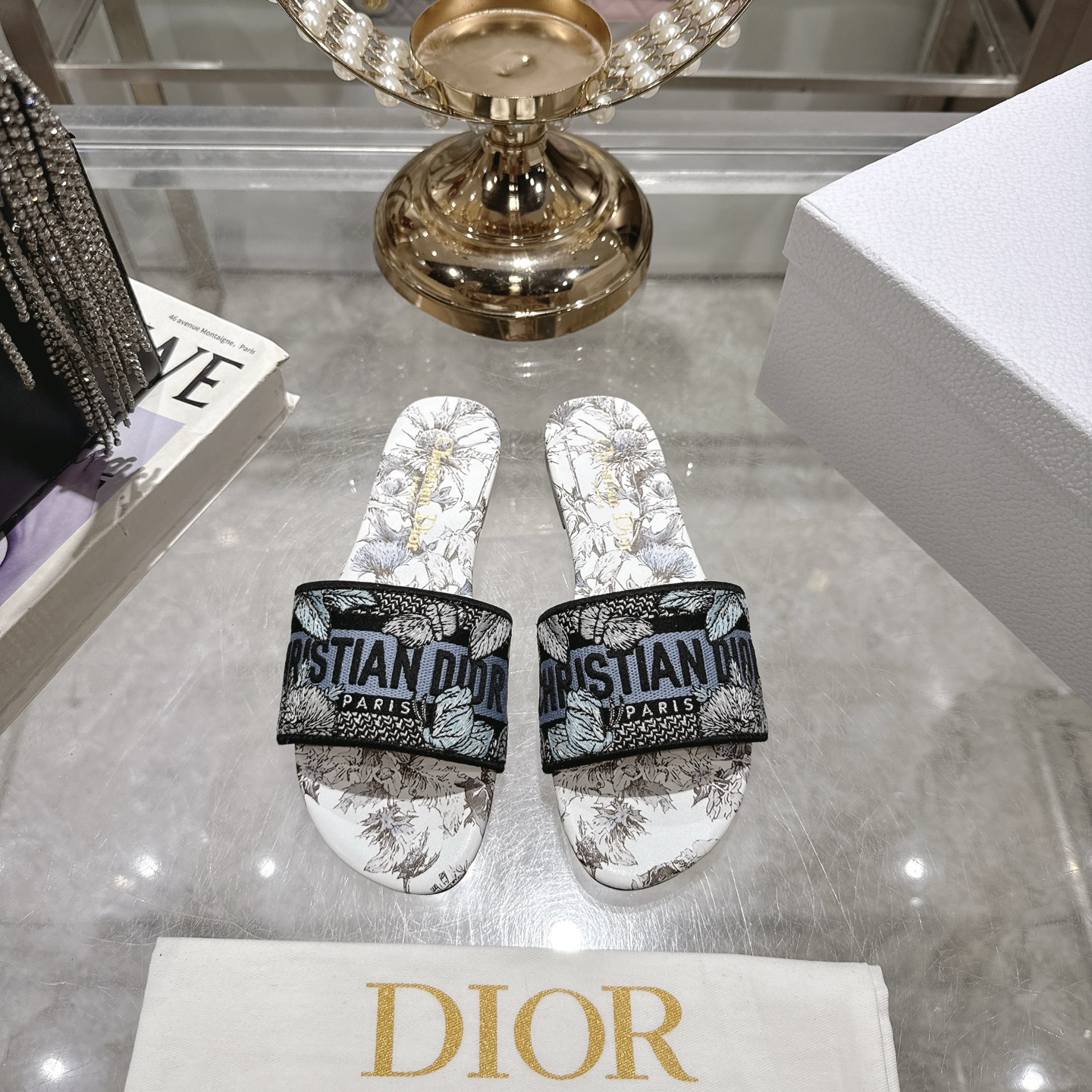 Dior D-Way Embroidered Cotton Slides | Comfortable & Chic Summer Footwear