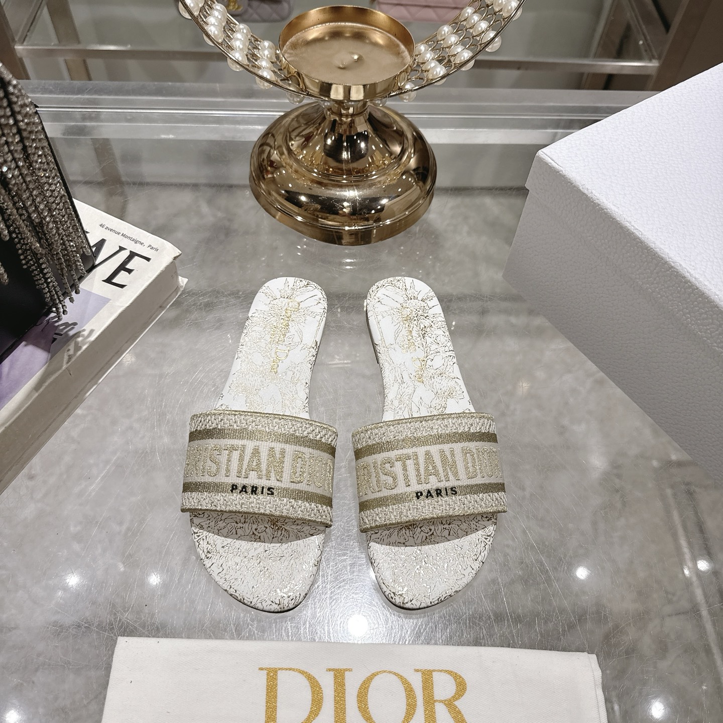 Dior D-Way Sandal: Embroidered Cotton, Flat, Comfortable Summer Slides