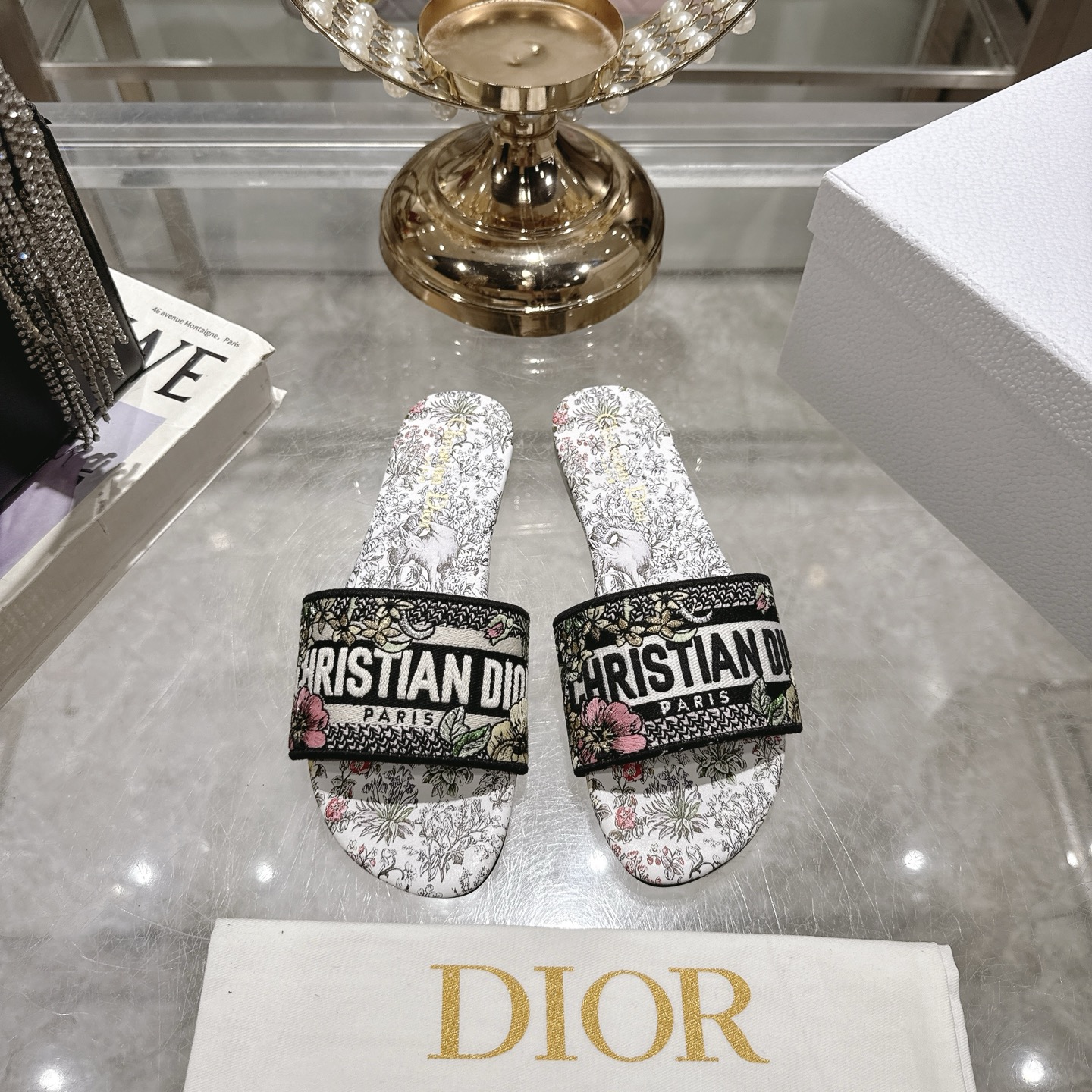 Dior D-Way Slides: Embroidered Cotton, Comfortable Summer Sandals