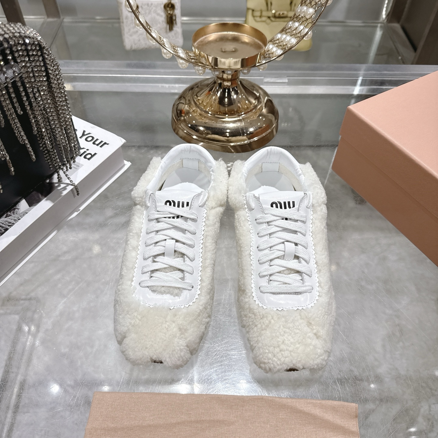 Miu Miu Wool Blend Lace-Up Sneakers, Cozy Winter Casual Shoes